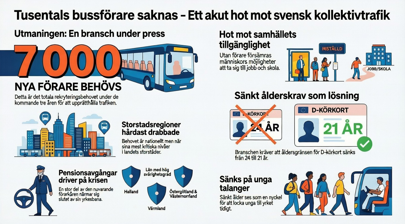 Tusentals bussförare saknas – ett akut hot mot svensk kollektivtrafik
