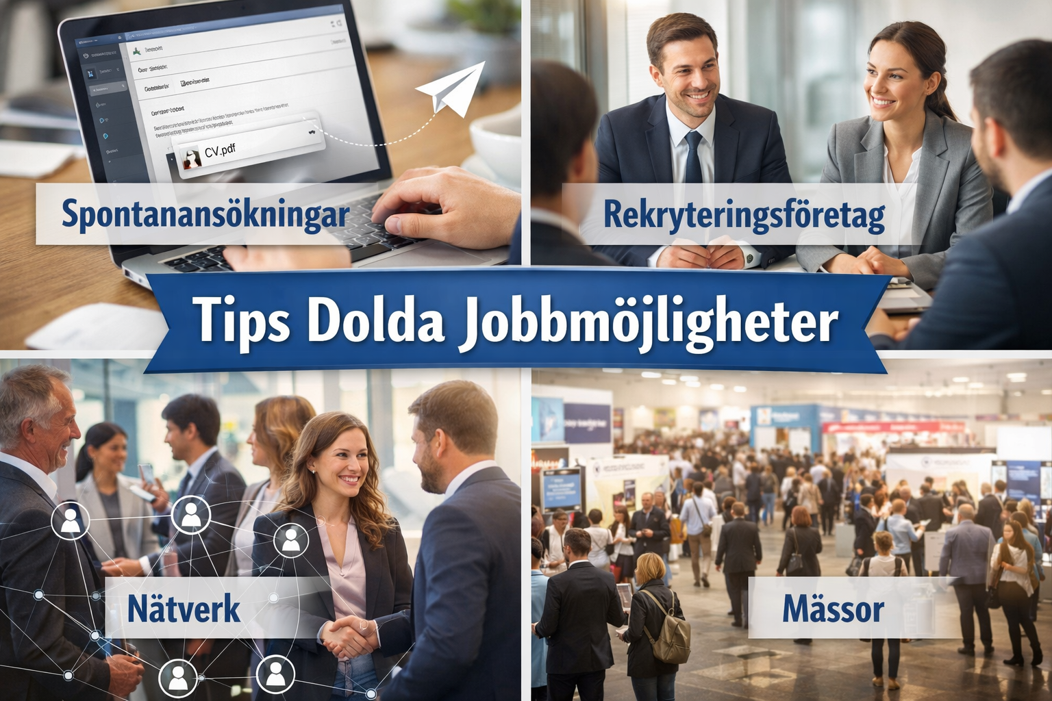 Tips: Dolda Jobb via spontanansökningar, rekryteringsföretag, nätverk och mässor