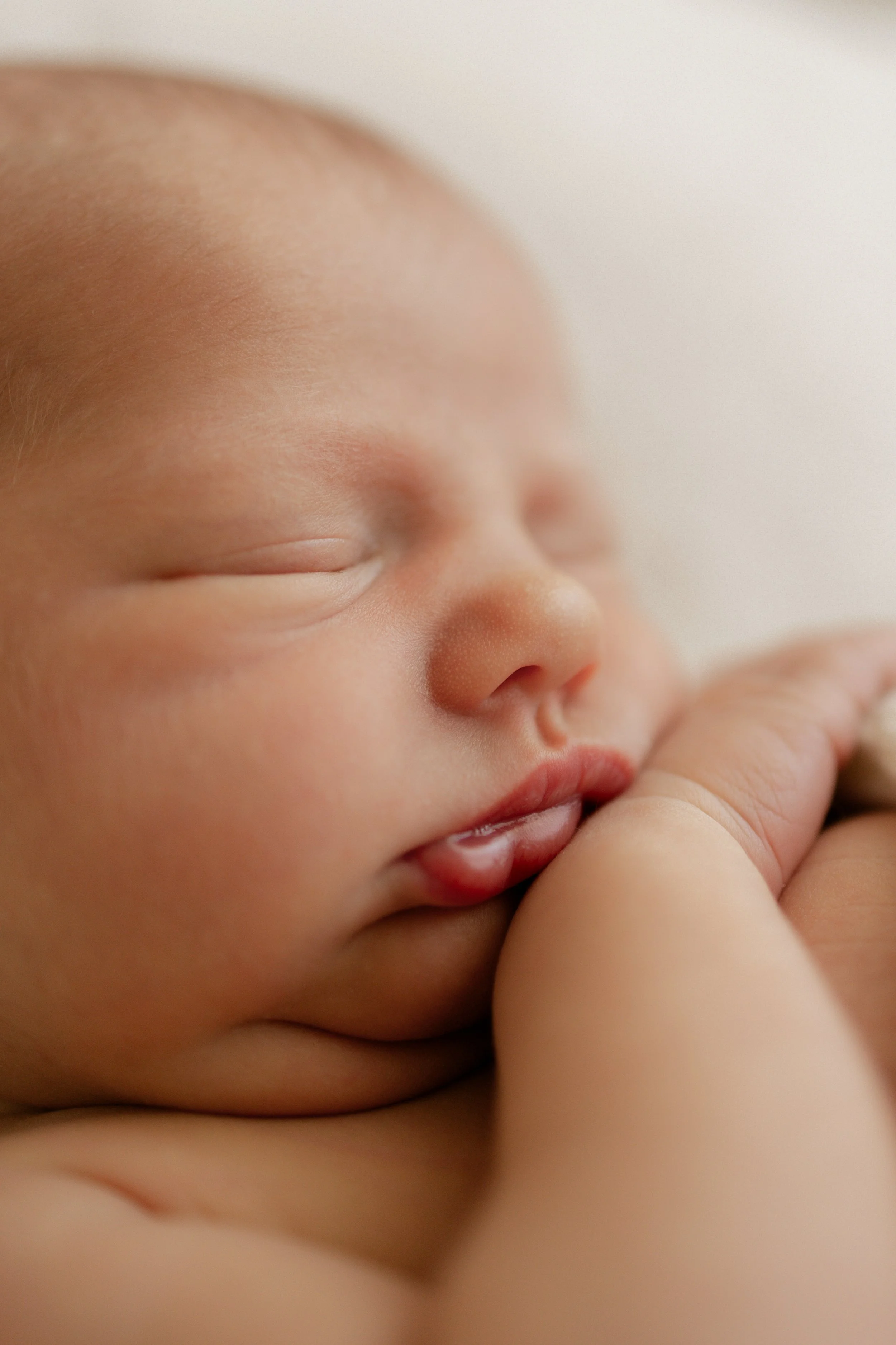 close up of newborn details and lips 