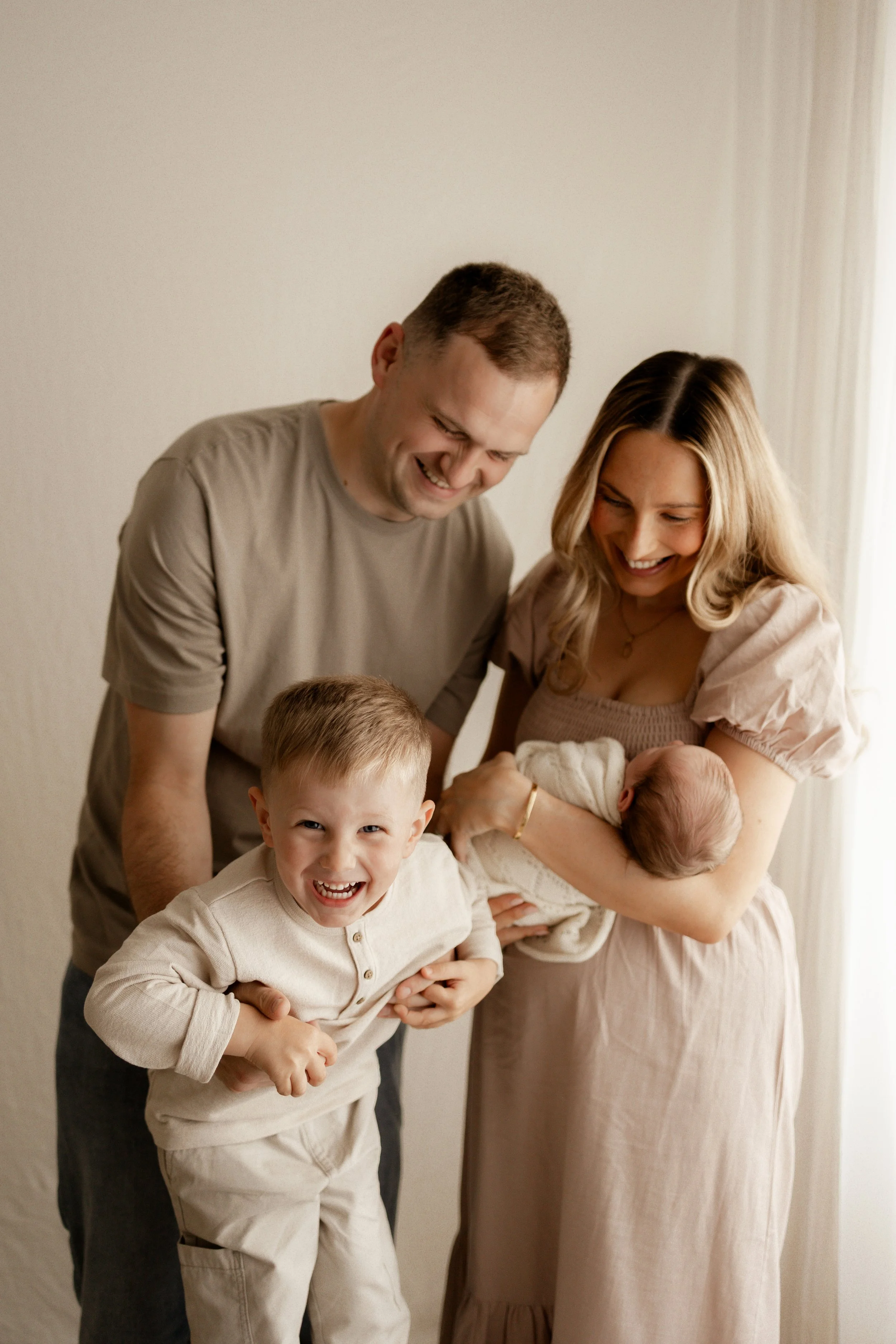 family of four, happy full of joy