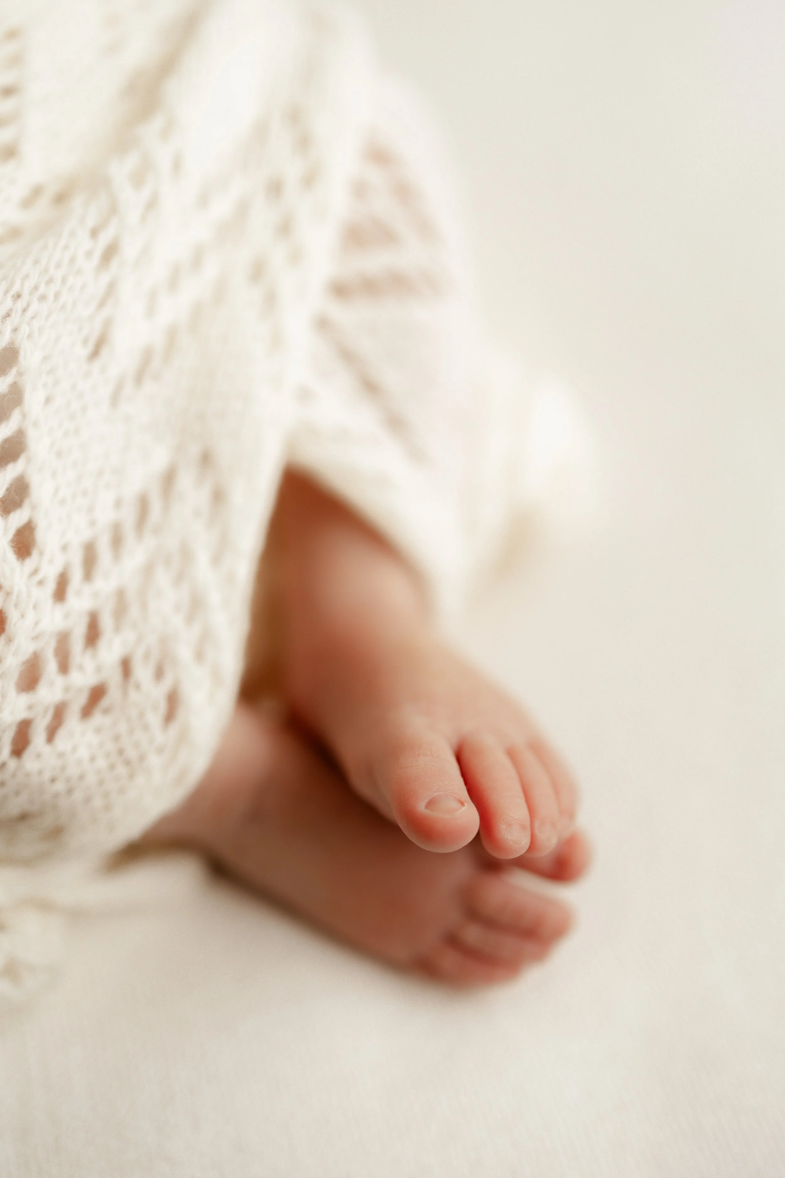 Close up of newborn toes