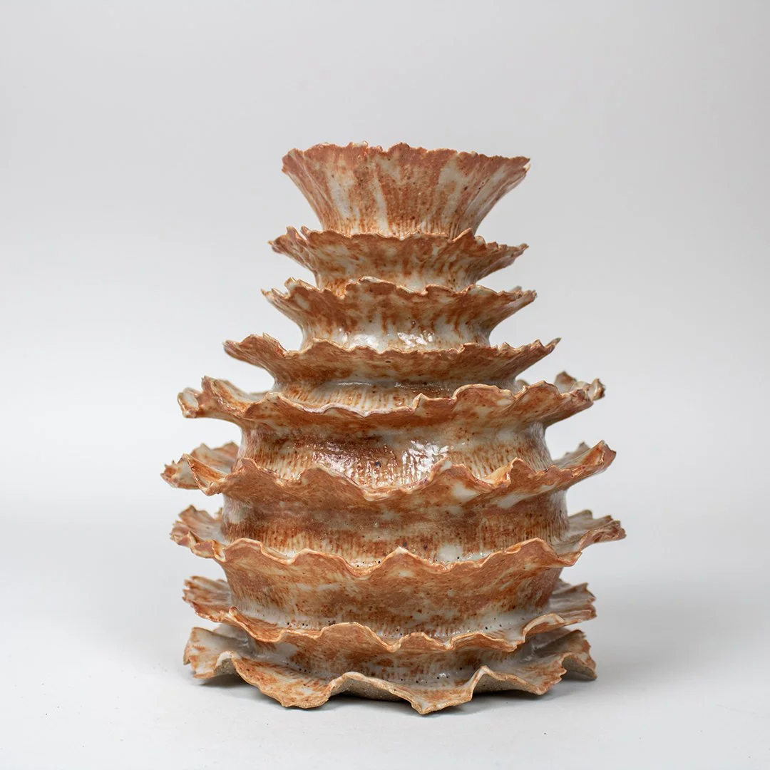 Skin, thrown and altered, RJ Shino, soda fire, reduction, cone 10, 2024