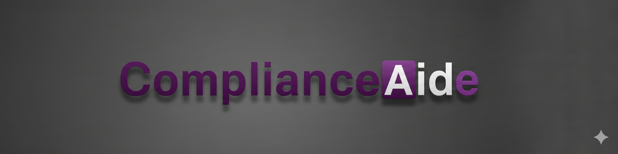 Text logo reading 'ComplianceAid' in purple, white, and black on a gray background.
