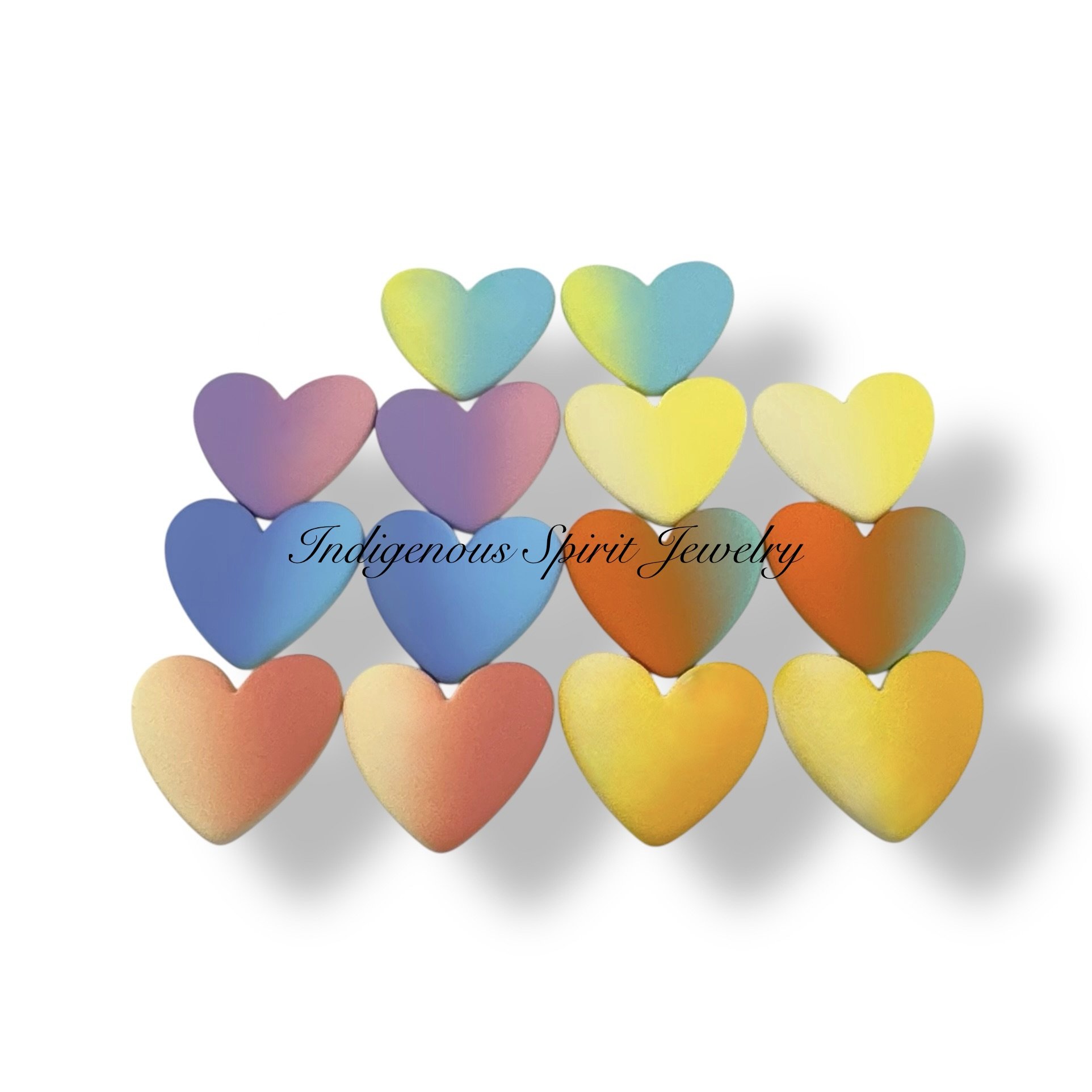 X-Large, Two Tone Matte Heart Cabochons