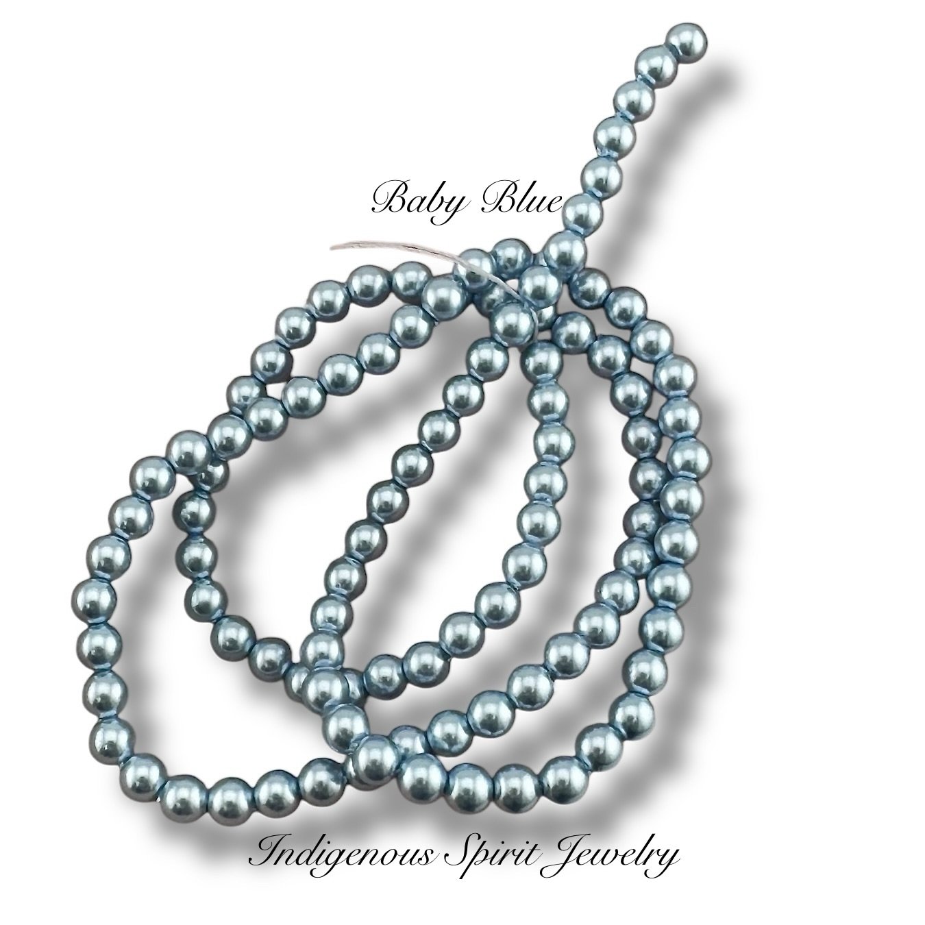 4mm Baby Blue Glass Pearl Beads