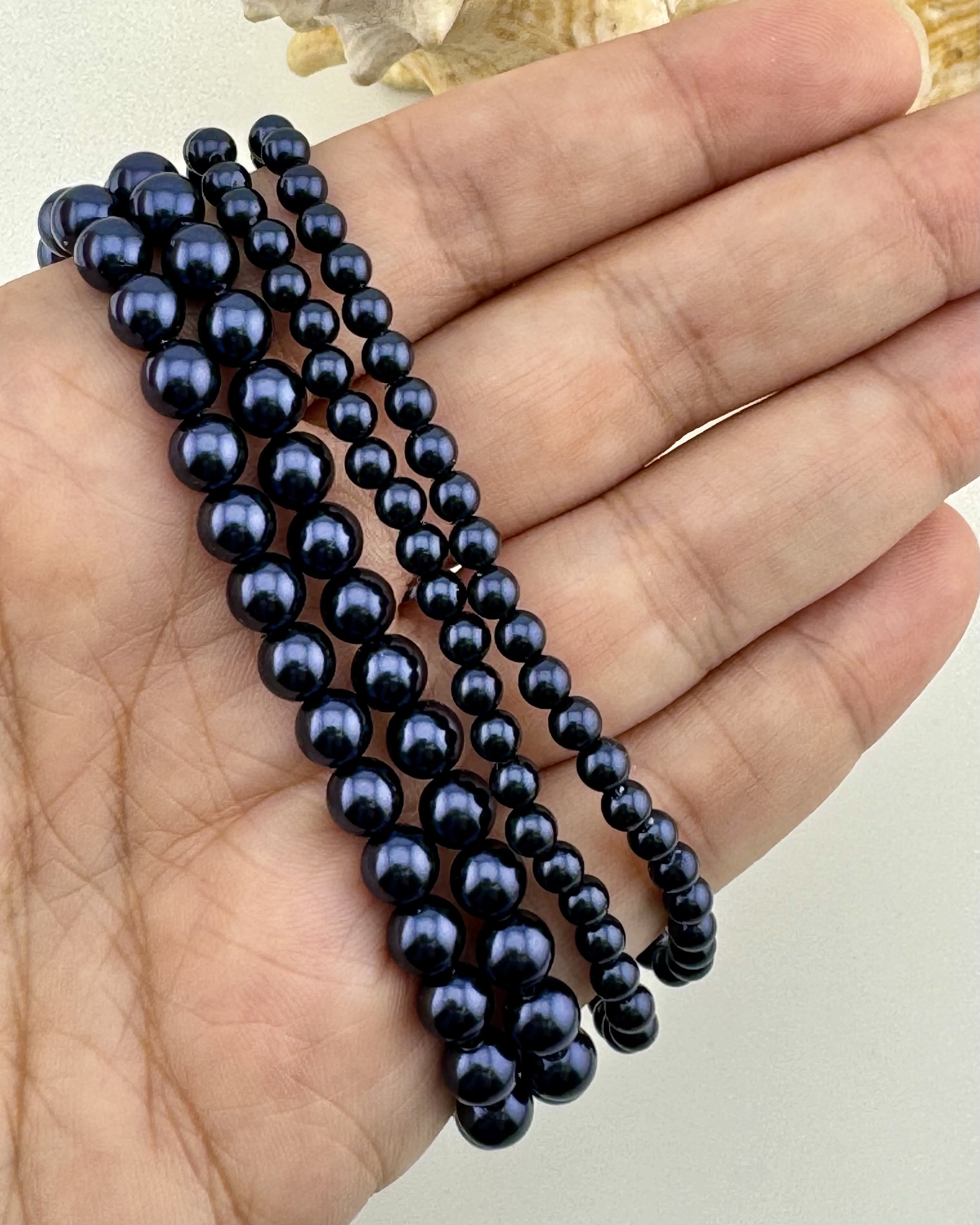 Night Blue Glass Pearl Beads (4mm & 6mm)