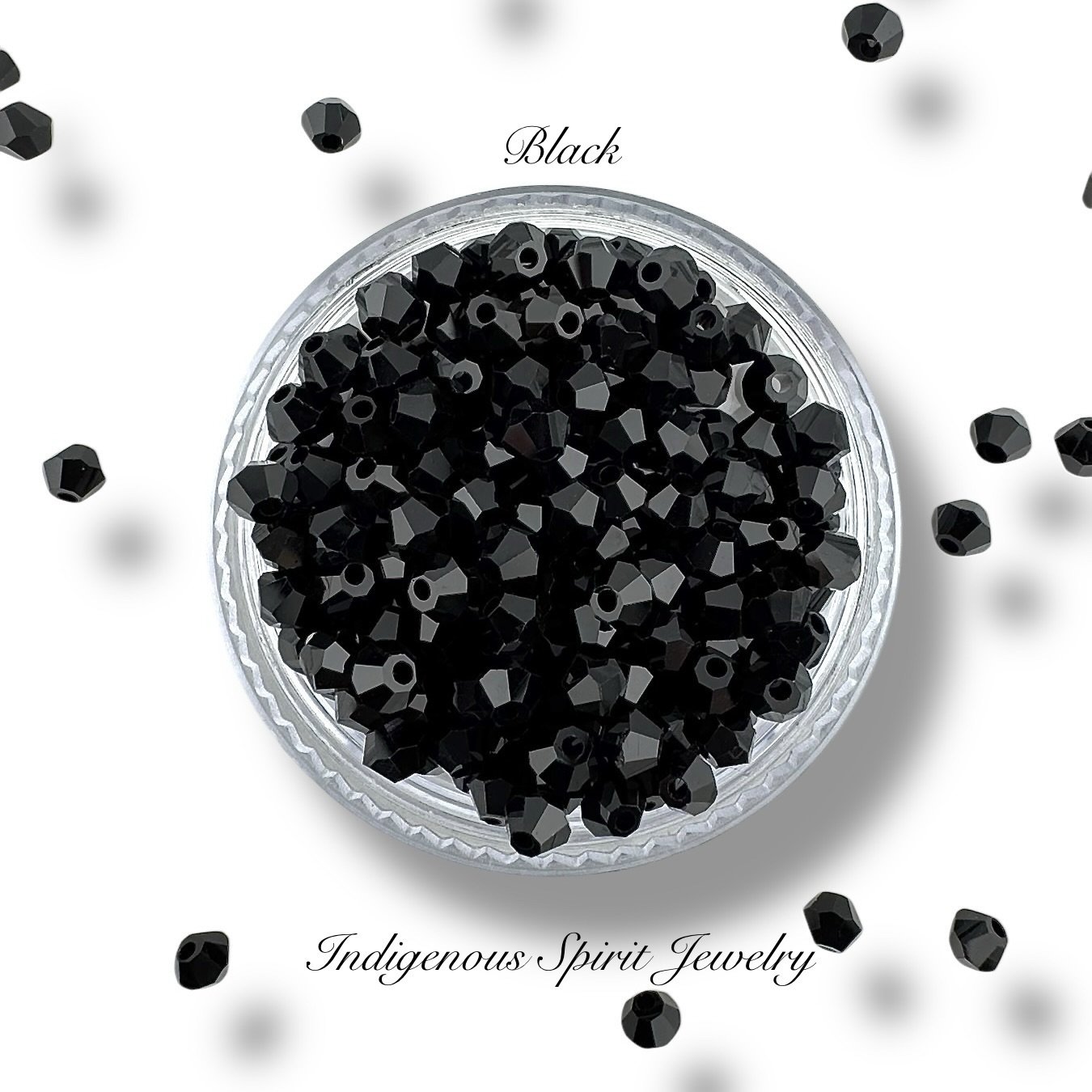 4mm Black AAA Crystal Bicone Beads