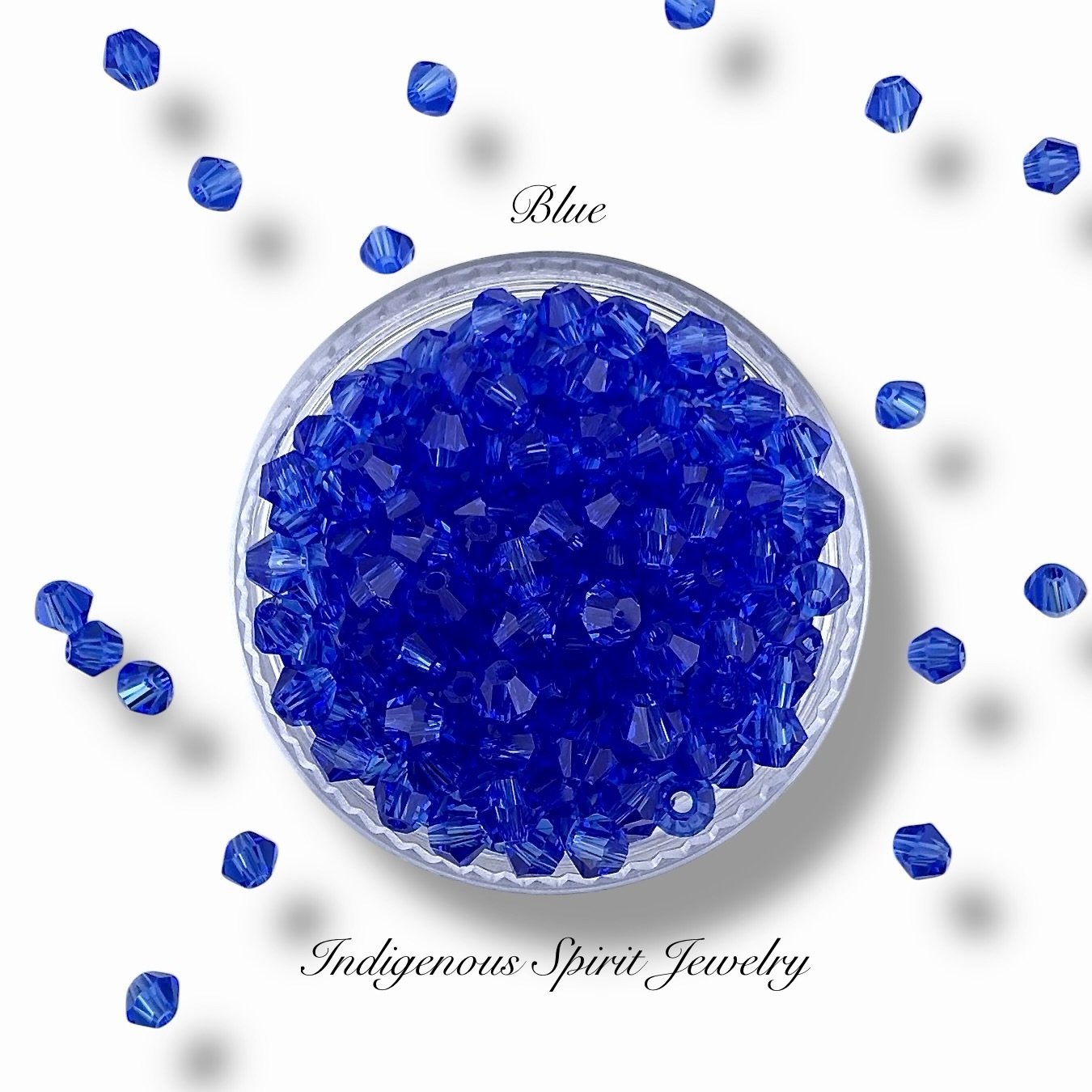 4mm Blue AAA Crystal Bicone Beads