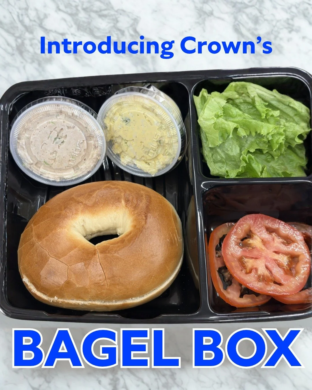 Breakfast just got a whole lot easier!

Ask for a bagel box at the deli!  It comes with everything you need for a classic bagel breakfast, great for on the go noshing.  Complete with our famous egg salad and tuna salad, lettuce, tomato, and freshly b