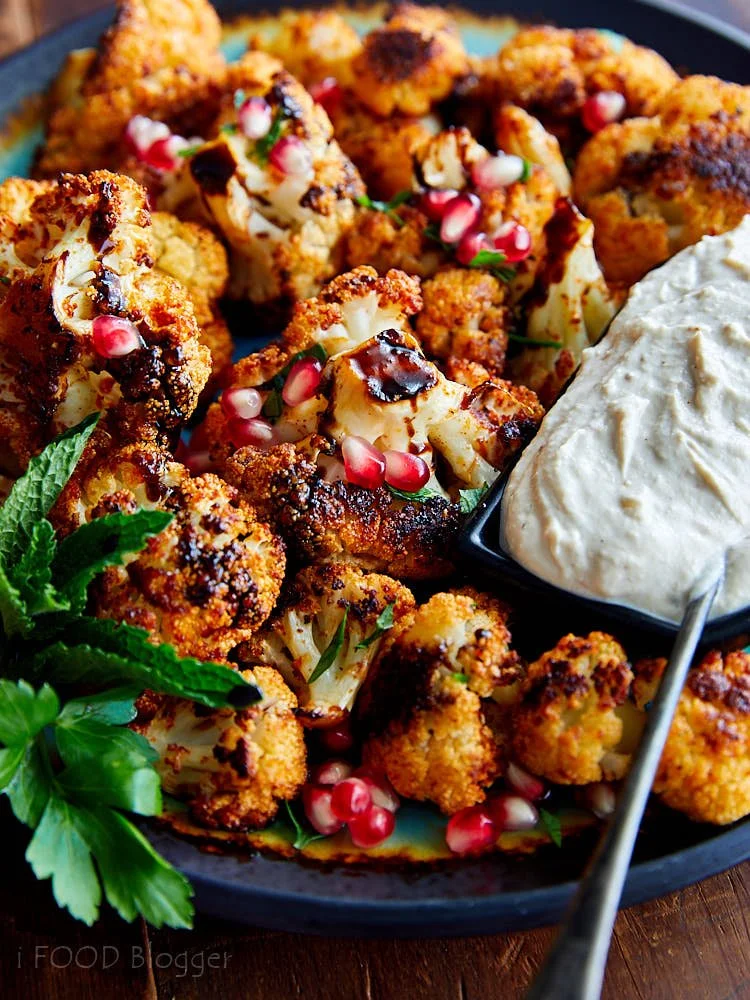 Oven Roasted Cauliflower with Pomegranate Glaze