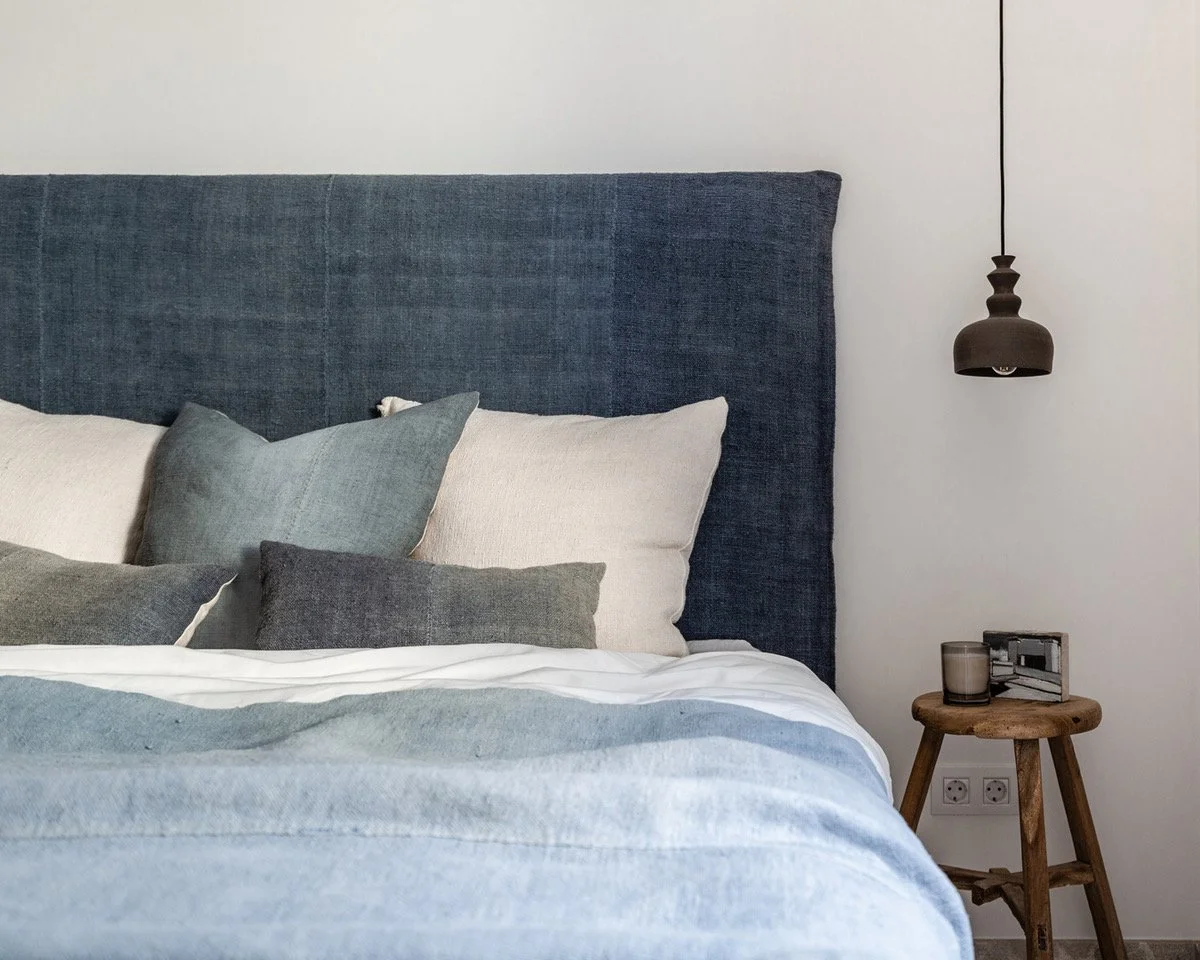 Bespoke headboard commissioned by Espanyolet for Illetes Seaside apartment, Mallorca