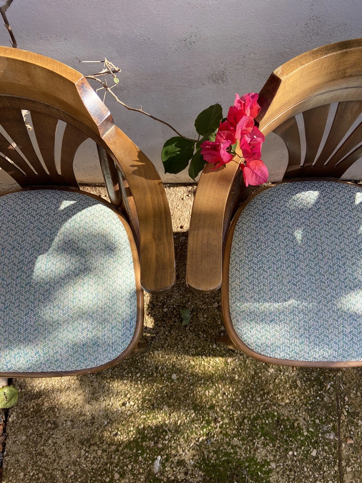 Recovered Vintage Dining chairs, commissioned by Nom Nom Craft Bakery in Palma, Mallorca 