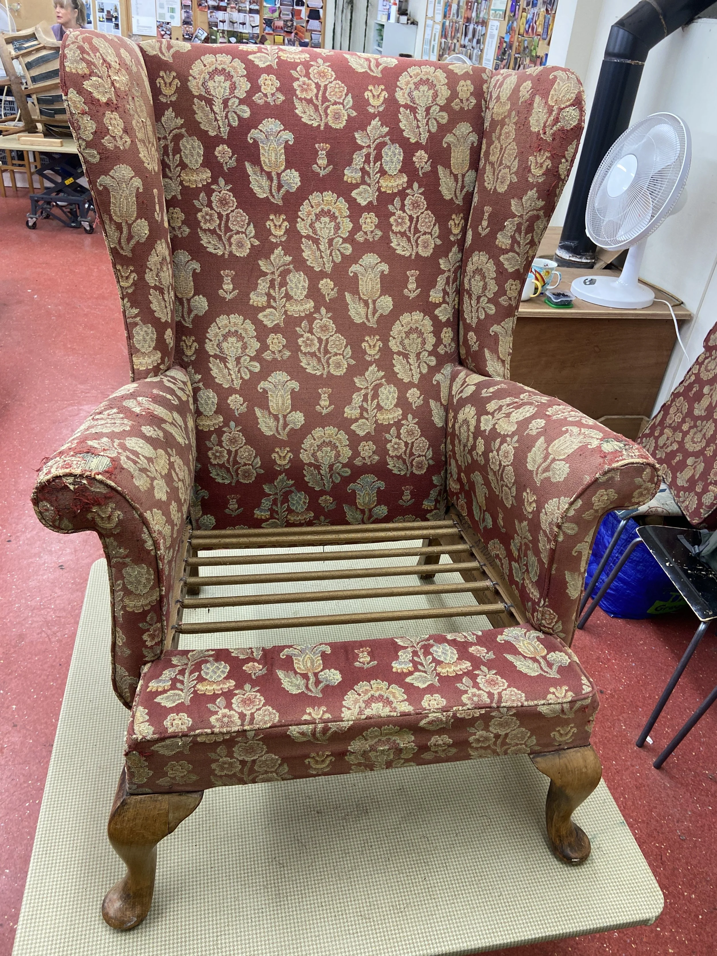 Vinatge Parker Knoll Wingback, 1952. Full reupholstery project.