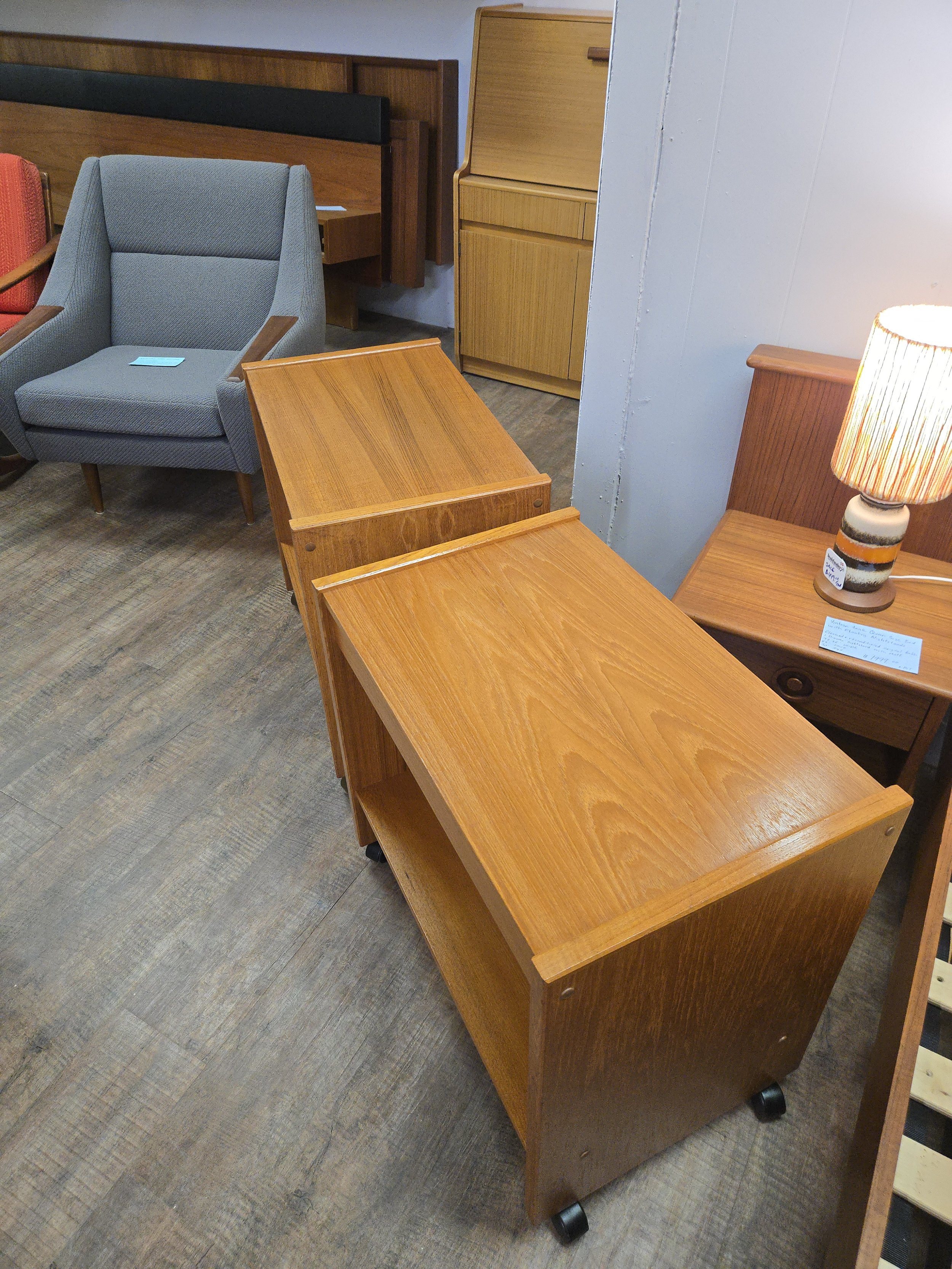 Vintage Teak Rolling Site Tables