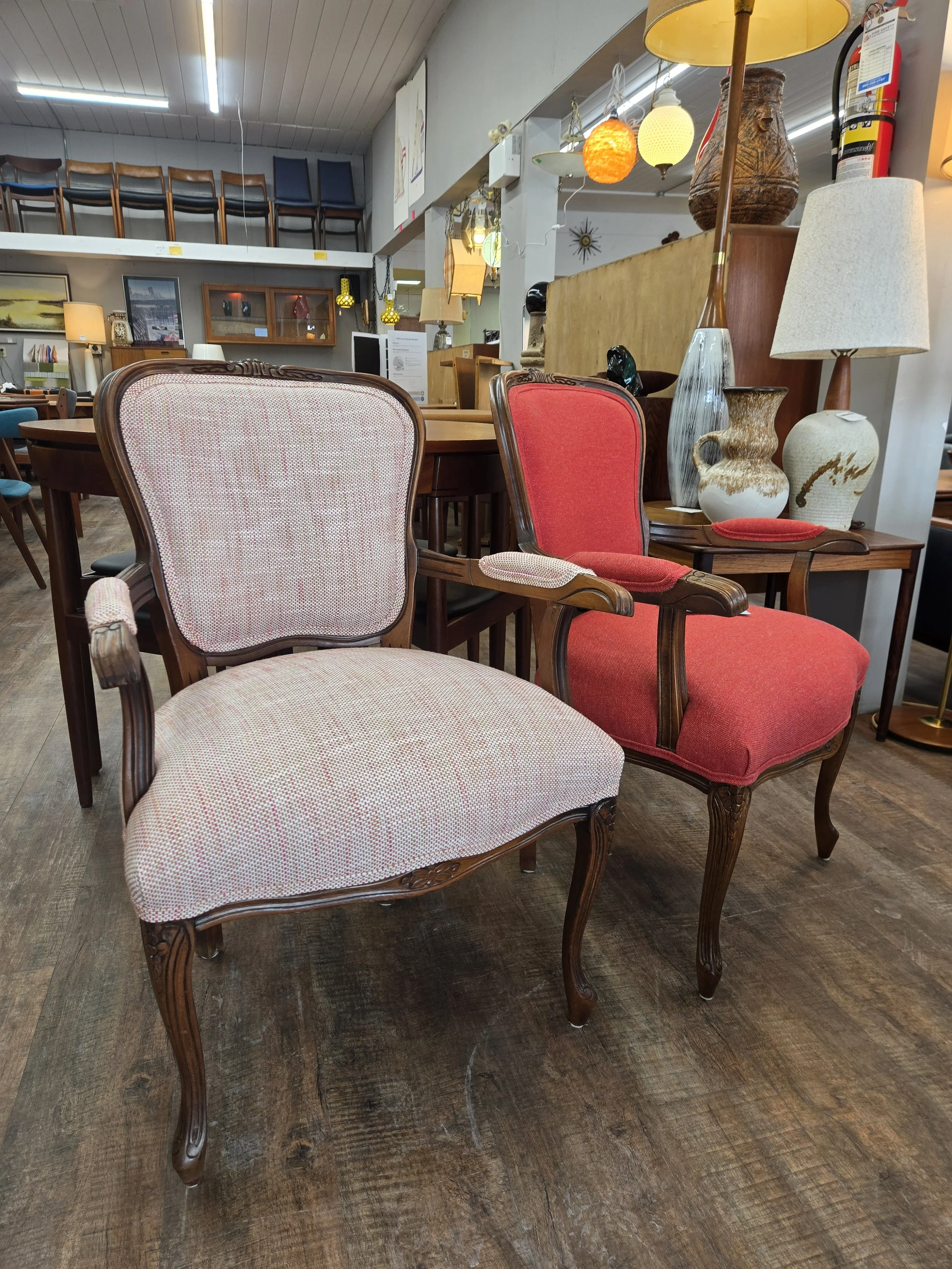 Reupholstered Antique Slipper Chairs