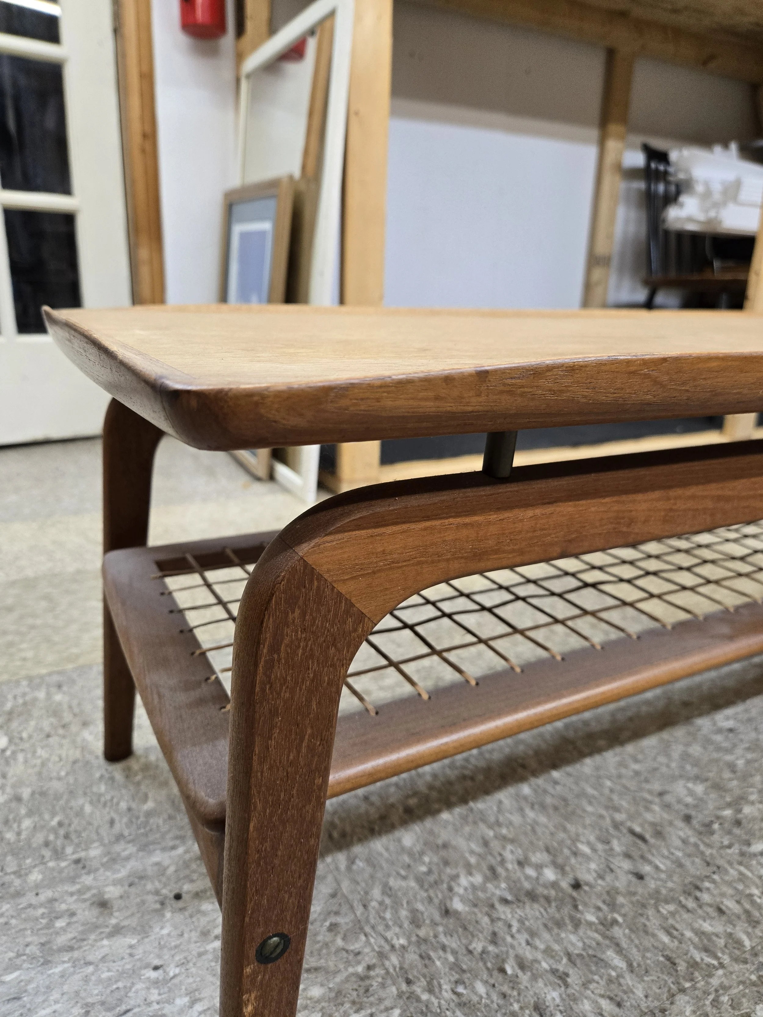 Arne Hovman-Olsen Teak and rattan coffee table