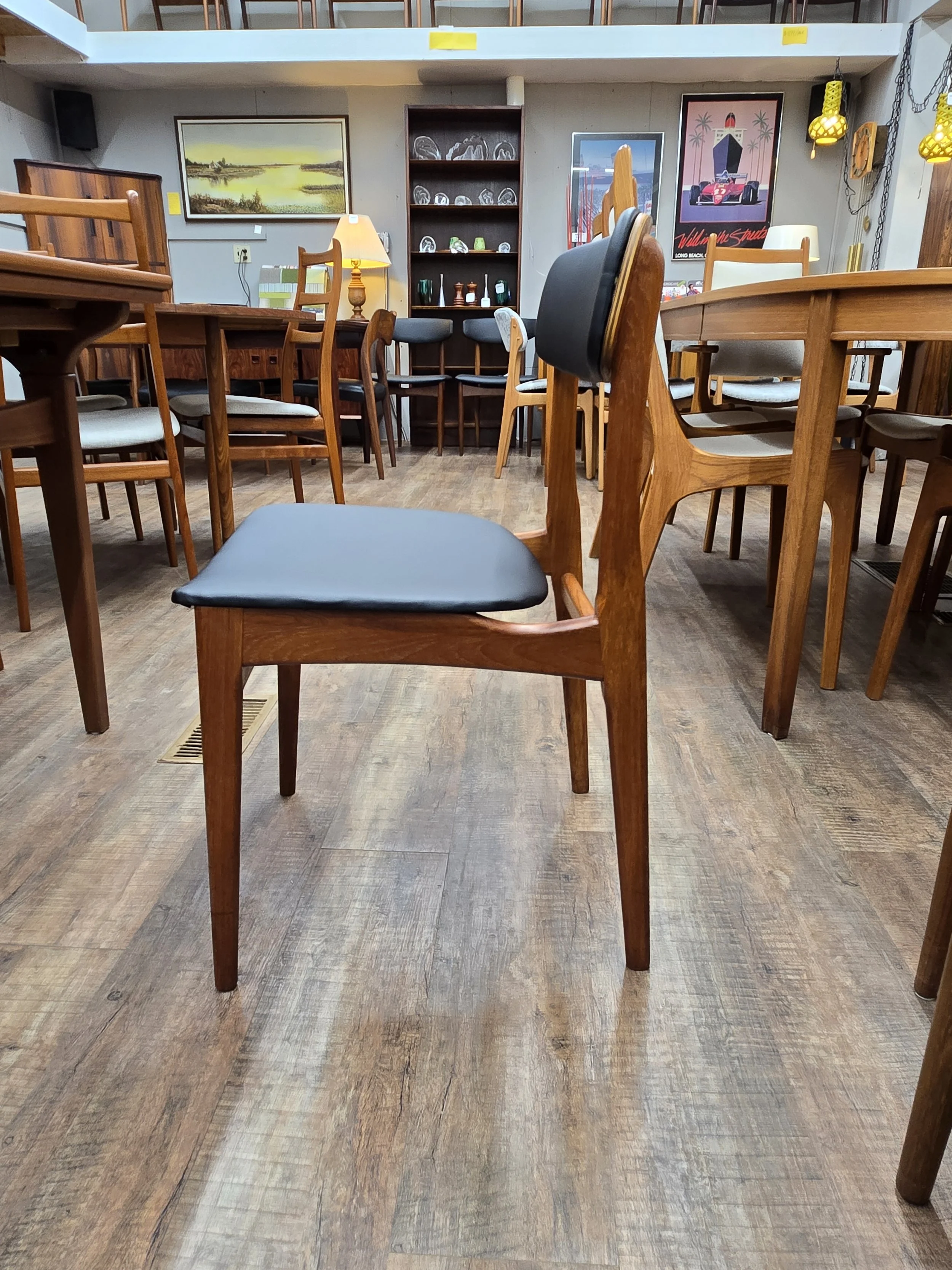 4 Danish teak dining chairs with new upholstery