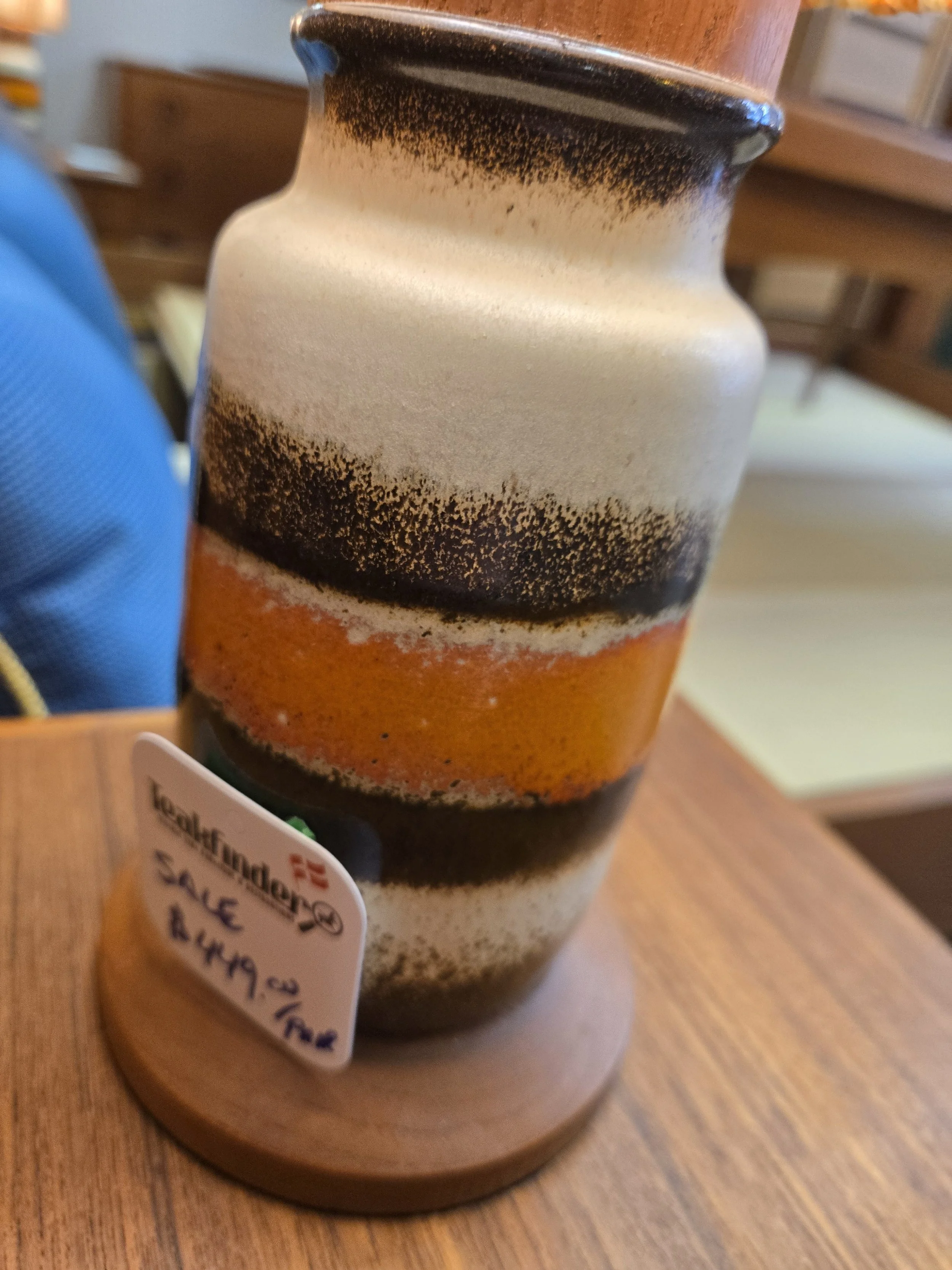 Mid-Century Modern Teak & Ceramic Table Lamps