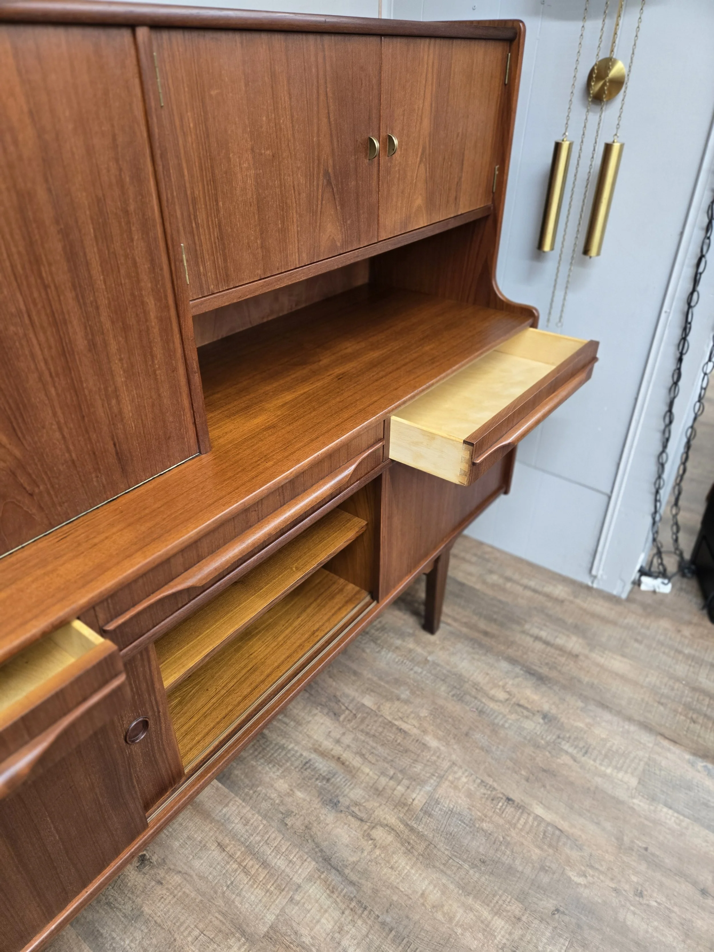 Teak Highboard with Desk and Bar