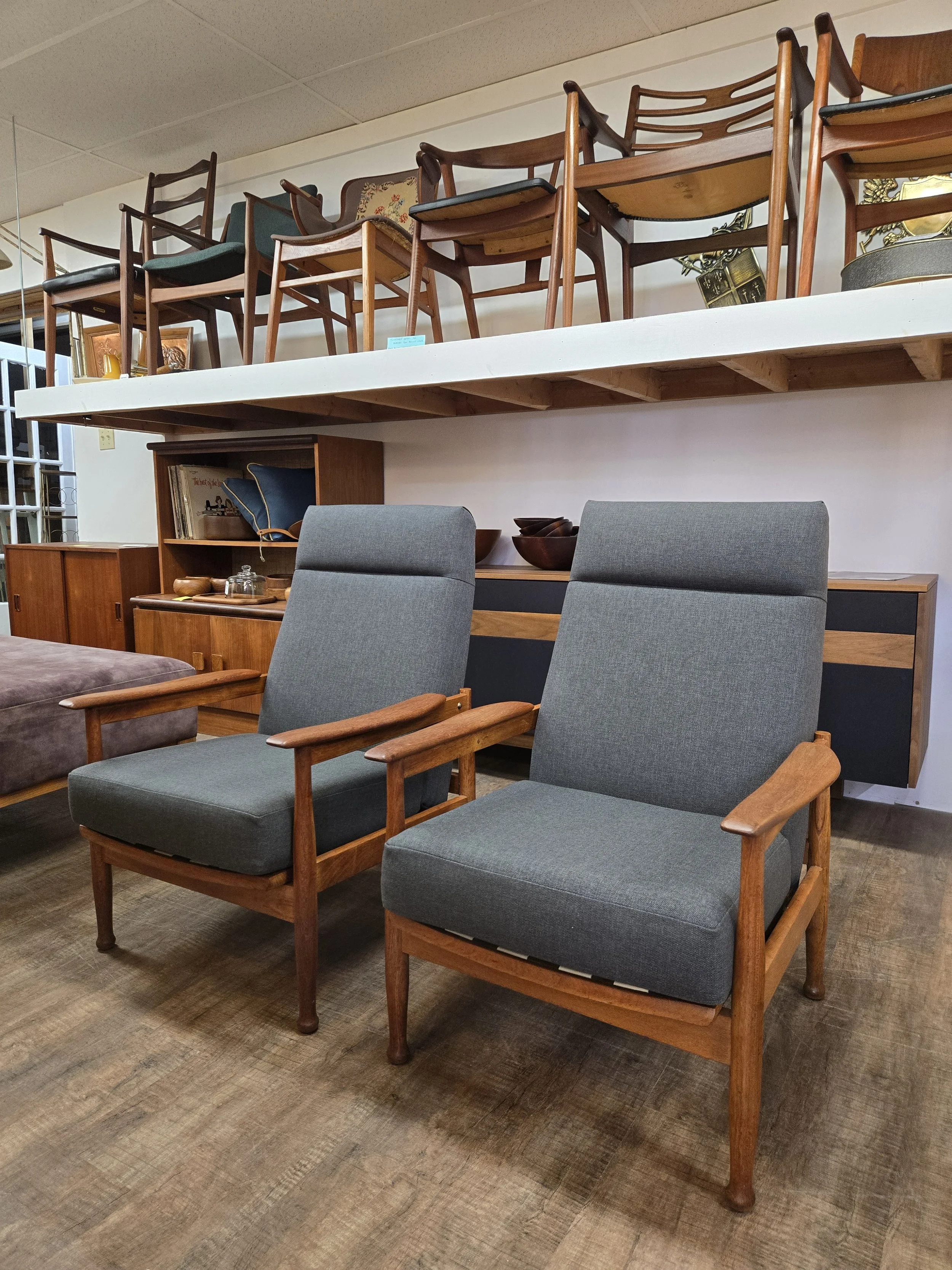 High back mid century recliners by Guy Rogers