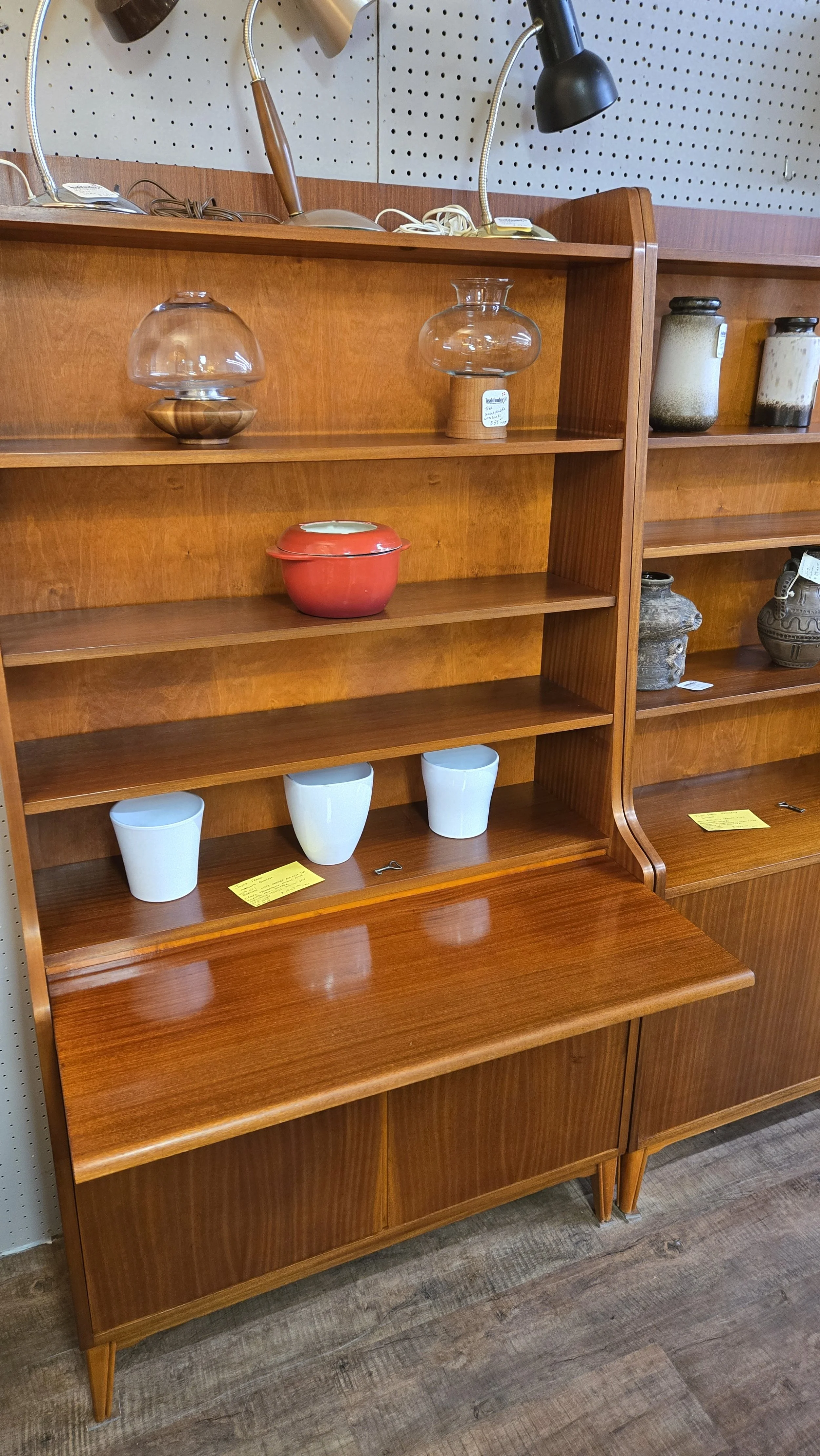 Mahogany Storage bookcase with pull out desk