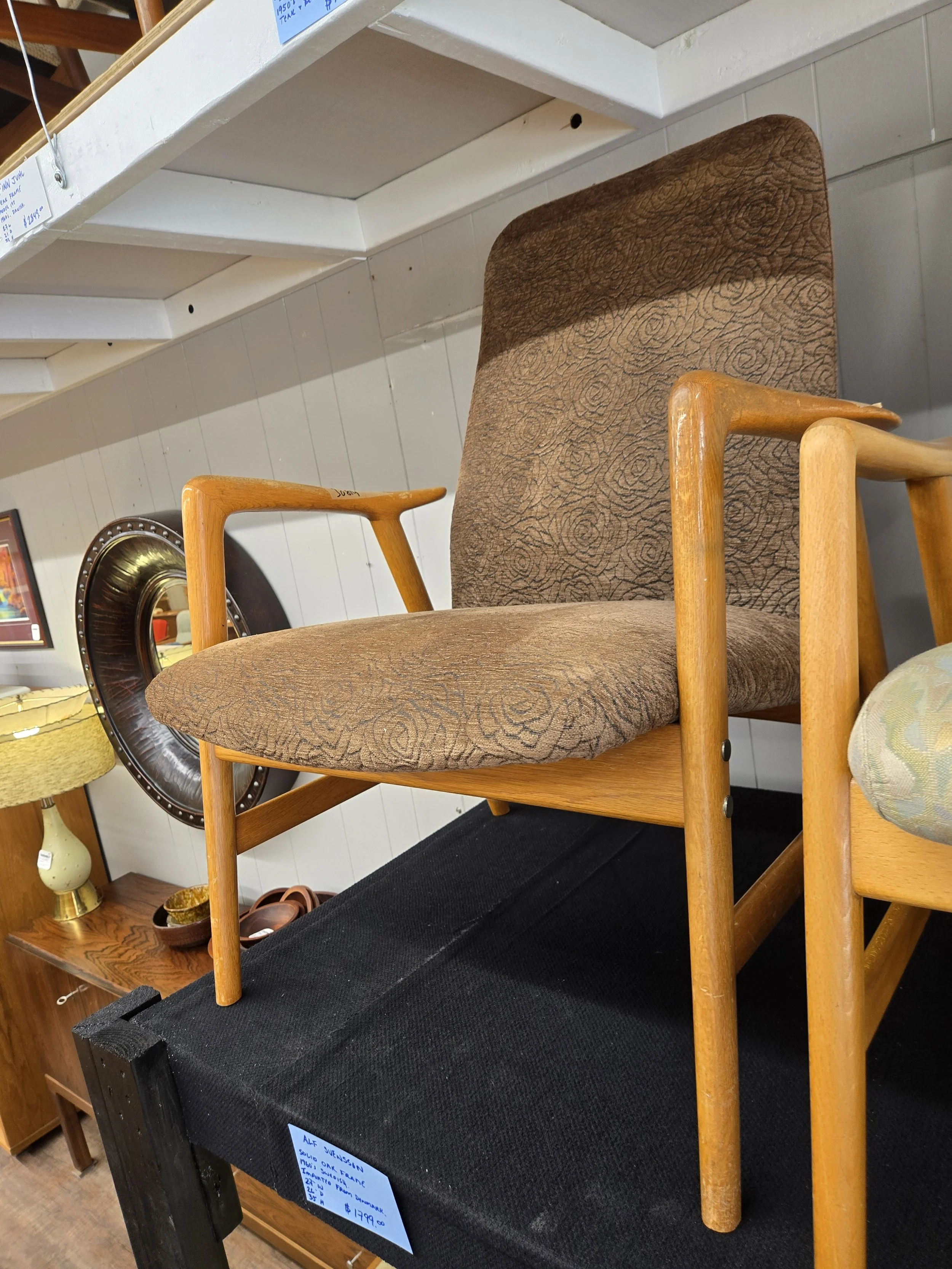 Alf Svensson Oak Framed High Back Lounge Chair