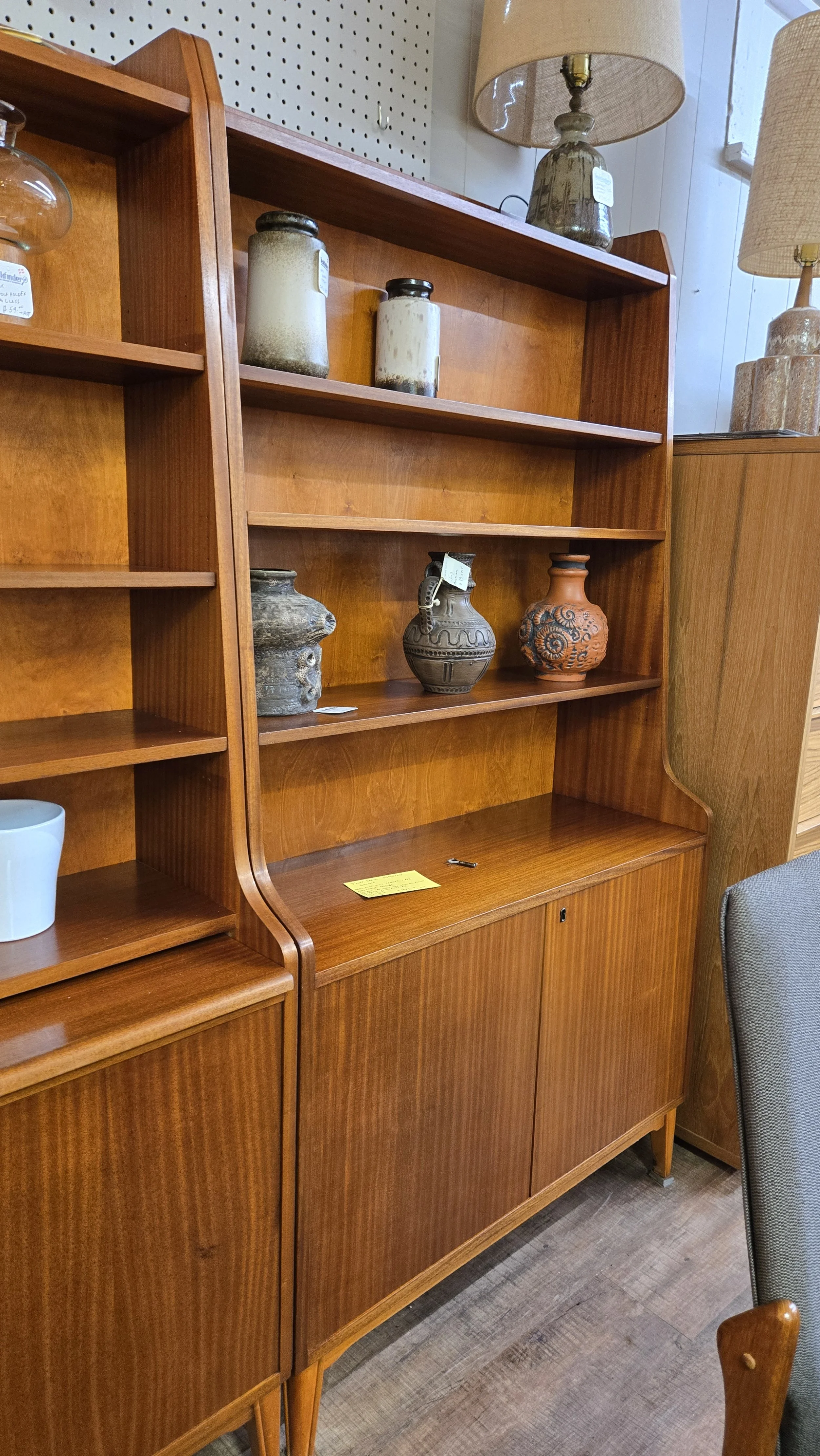 Mahogany Storage bookcase with pull out desk