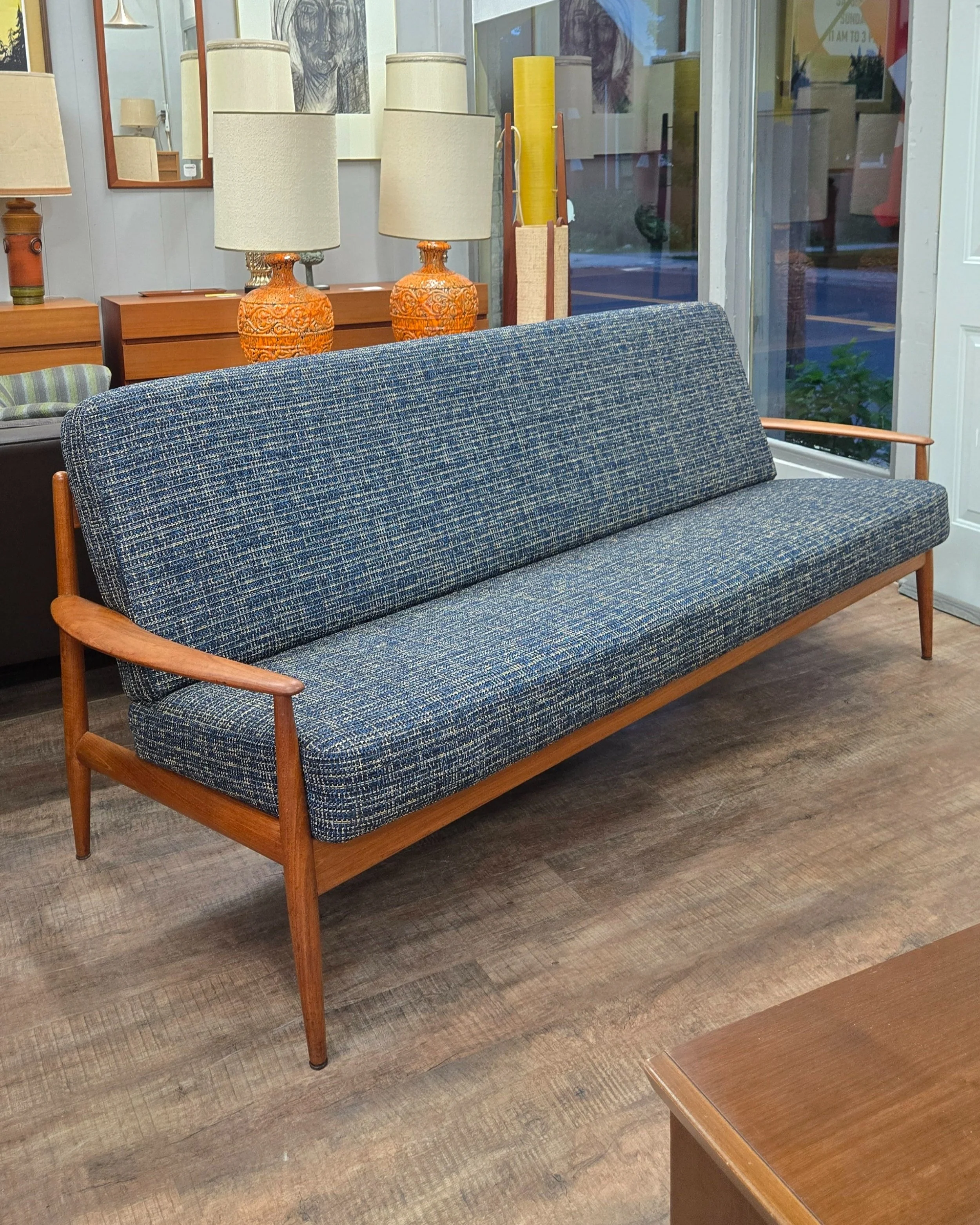 Mid century modern teak 3 seat sofa by Greta Jalk for France and Son