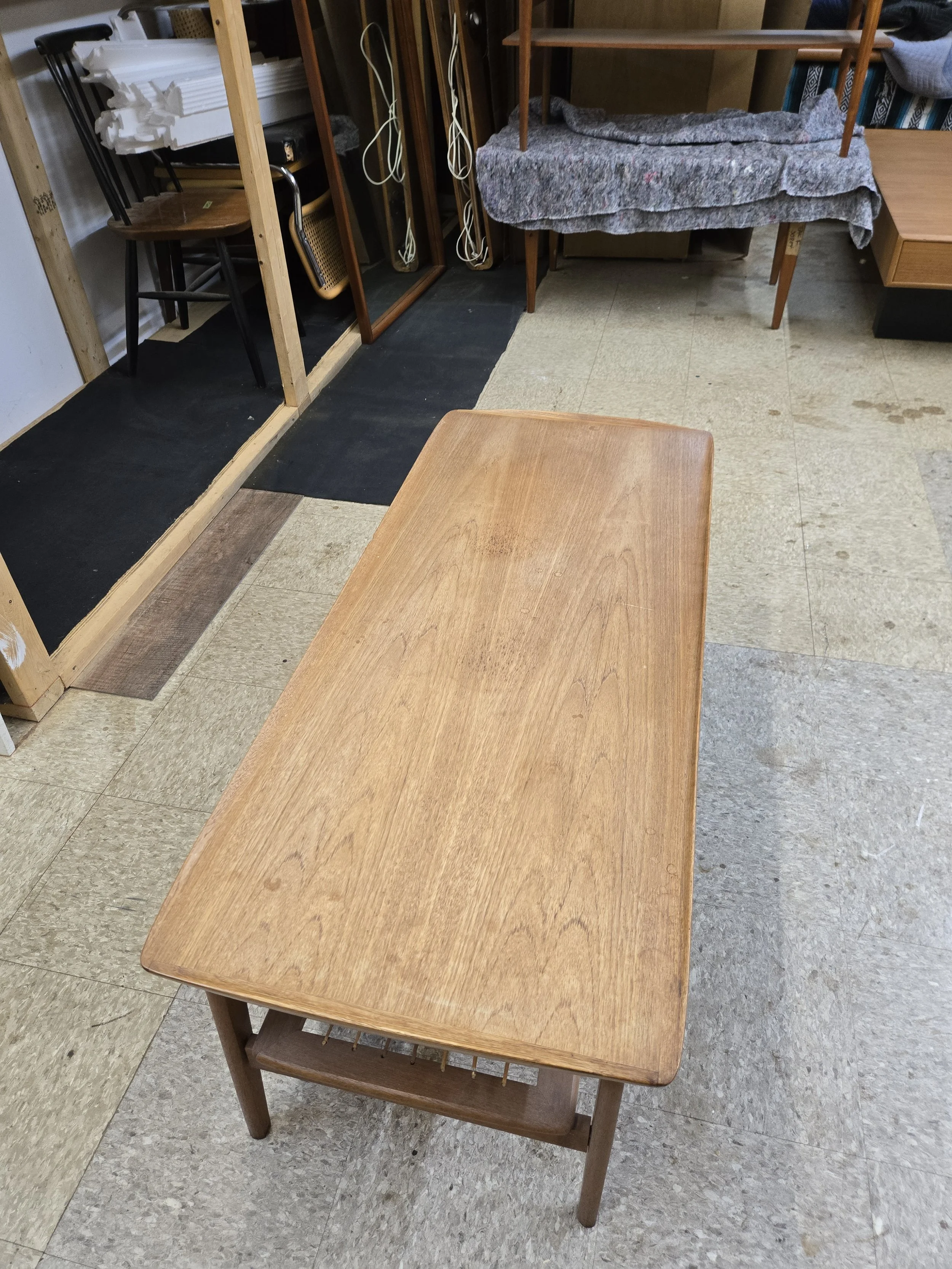 Arne Hovman-Olsen Teak and rattan coffee table