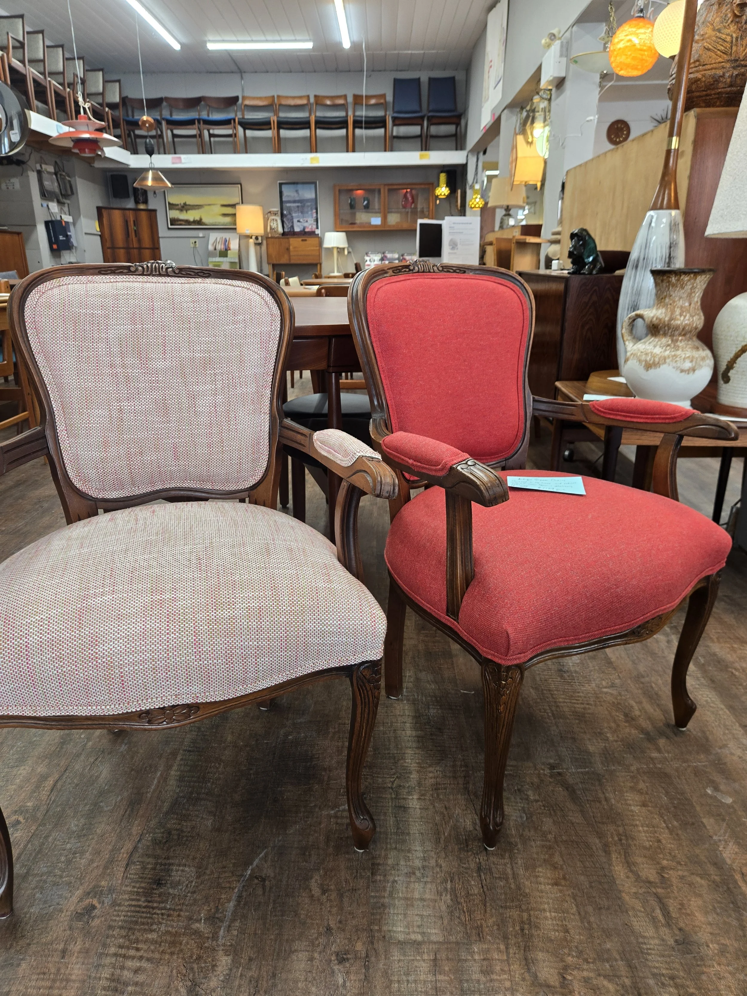 Reupholstered Antique Slipper Chairs