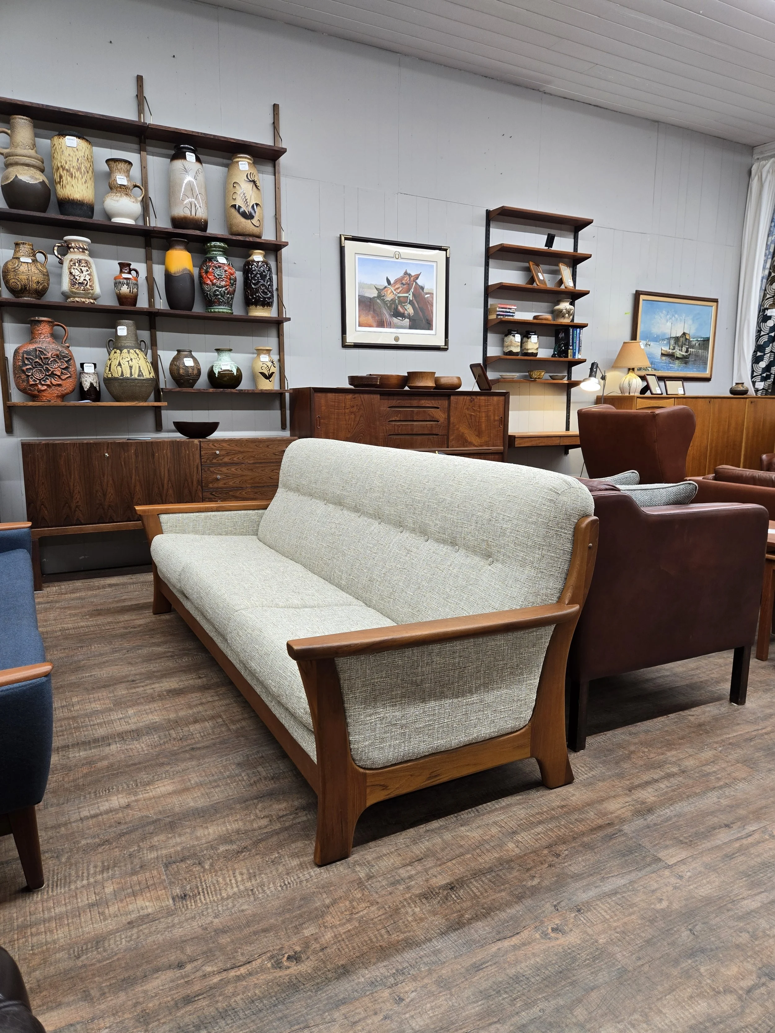 Fully restored vintage teak framed lounge chair