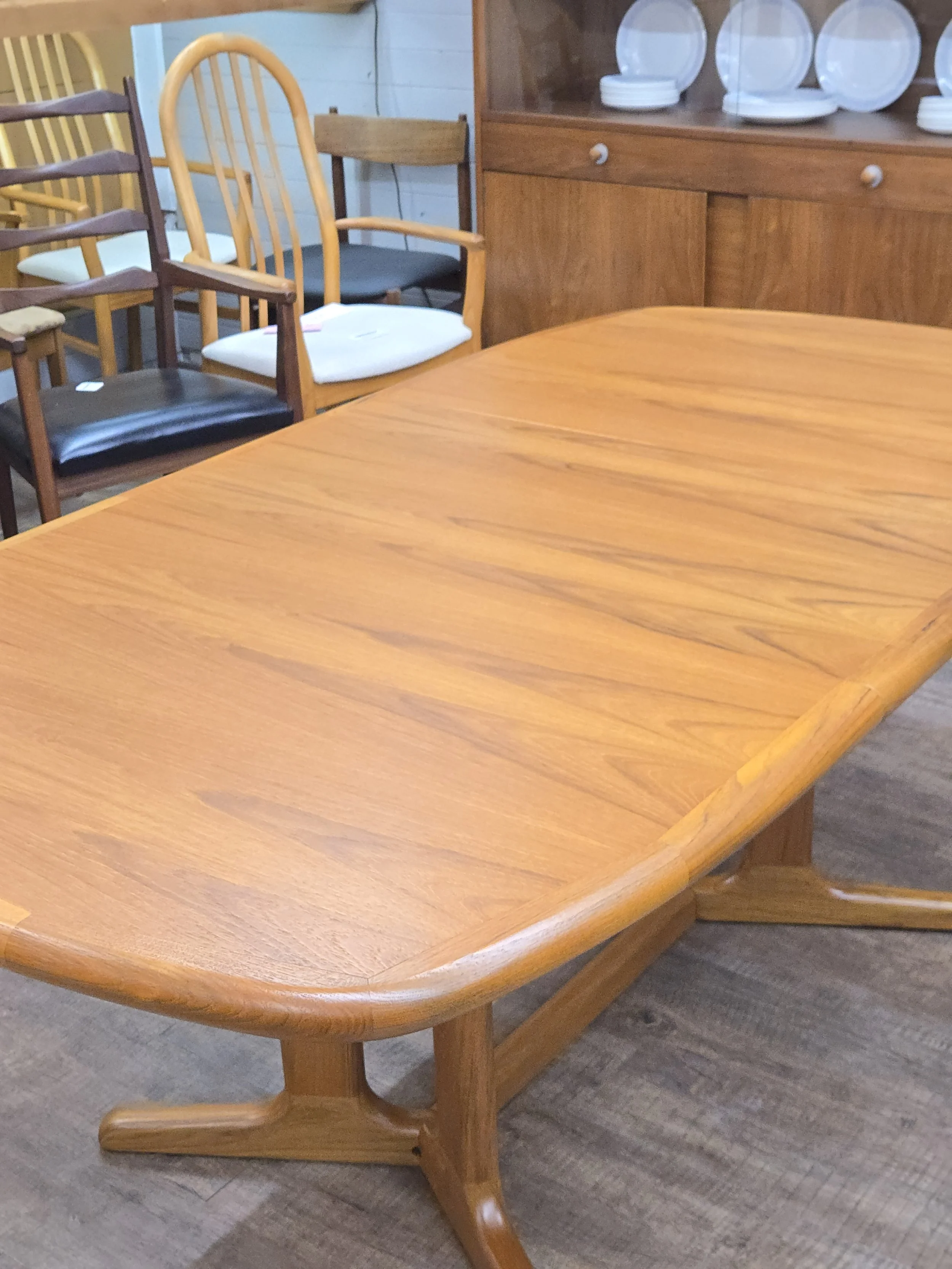 Oval Vintage Teak Dining Table with Eco Finish