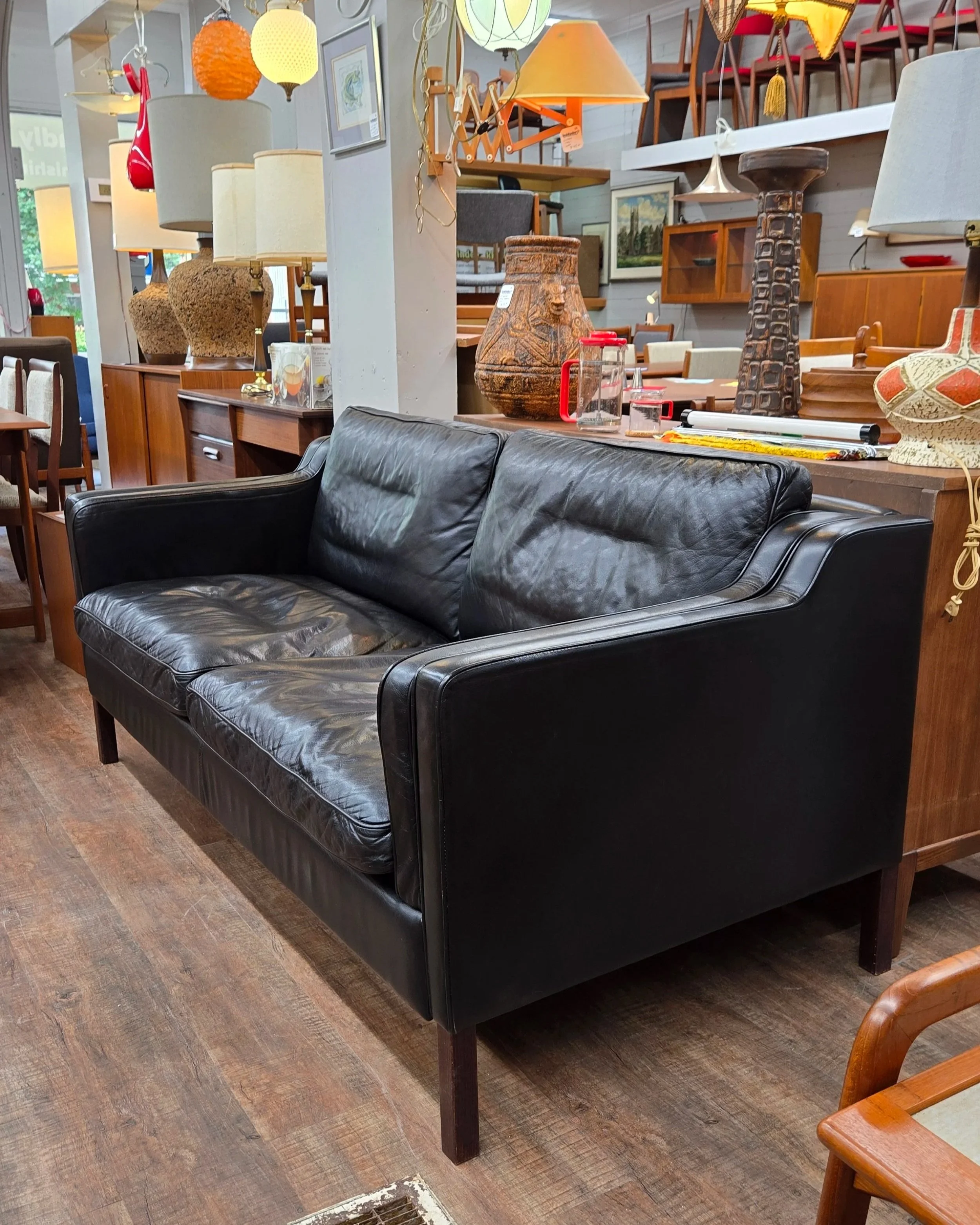 Vintage Danish leather loveseat by Stouby