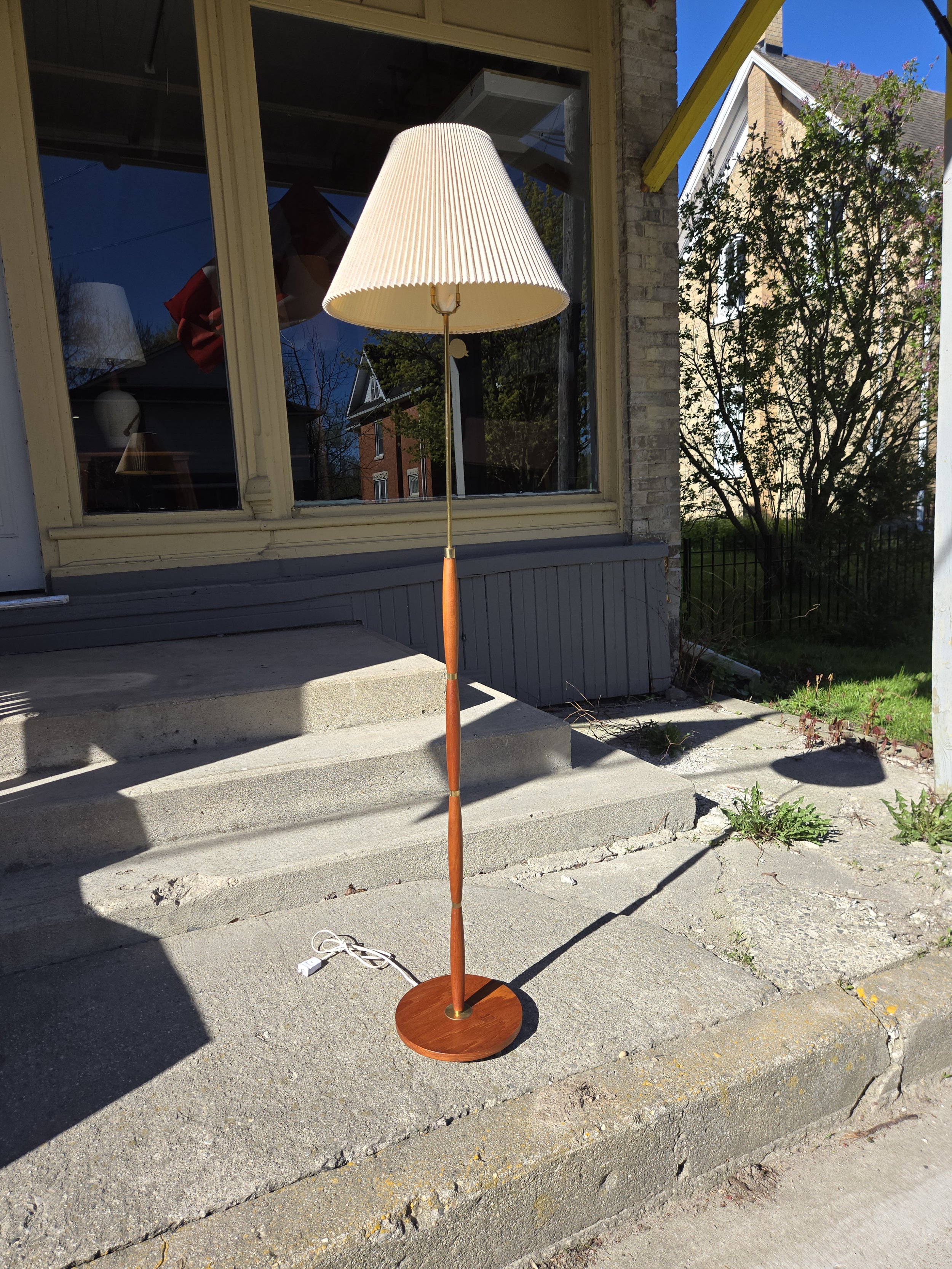 Danish teak and brass floor lamp