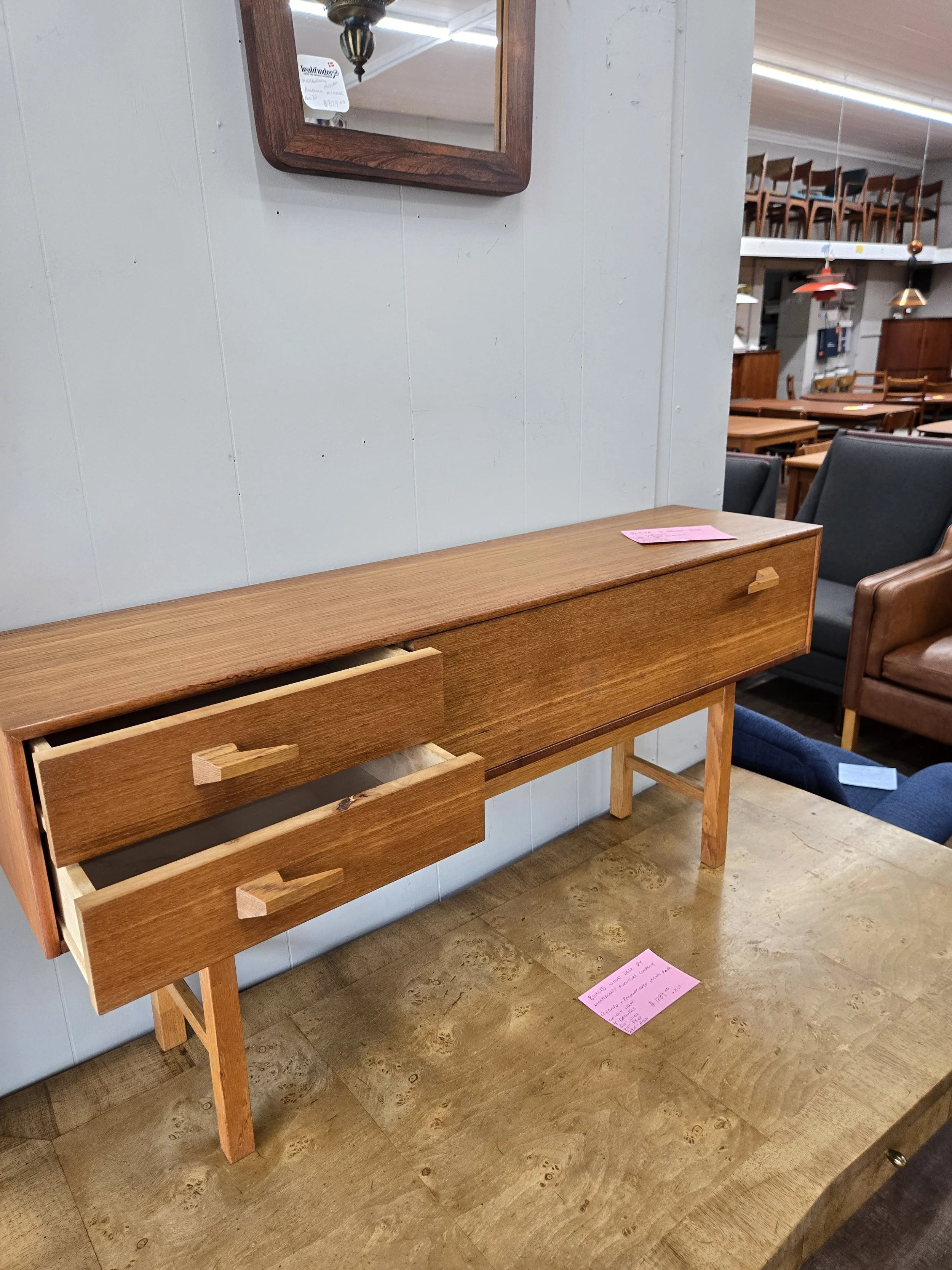 Petite Danish teak 3 drawer cabinet