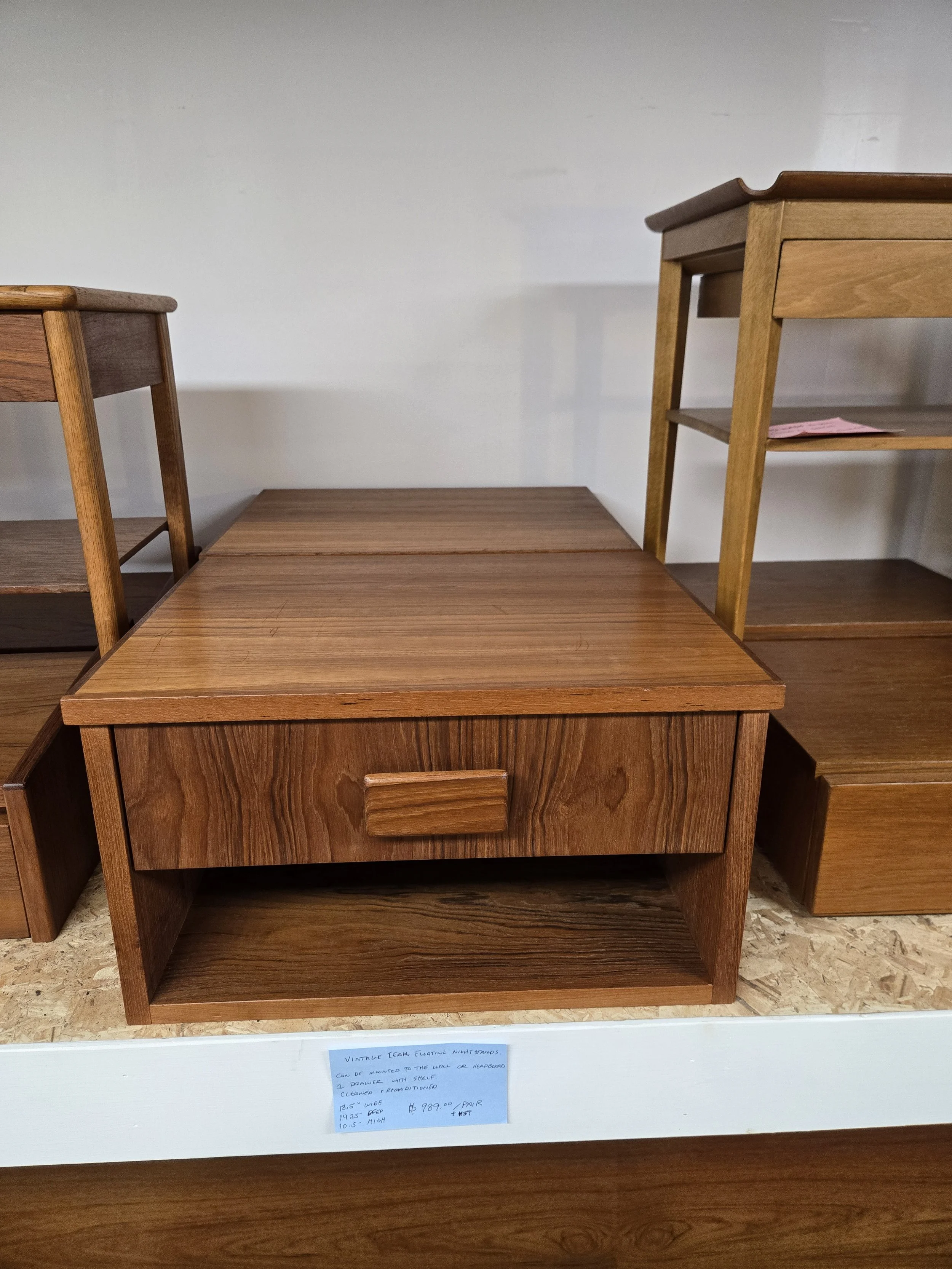 Vintage Teak Floating Drawers with Shelf