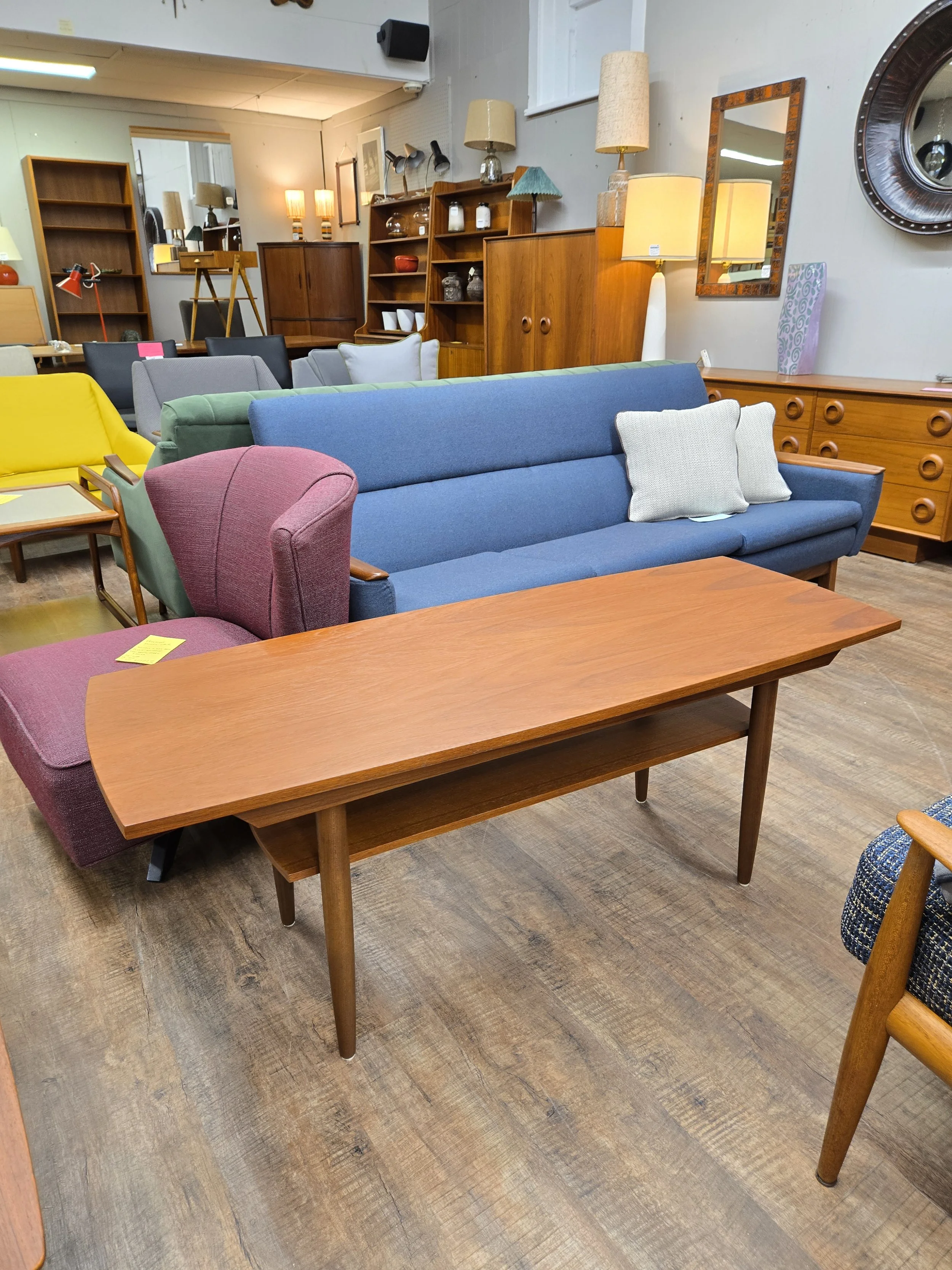 Danish teak coffee table with shelf
