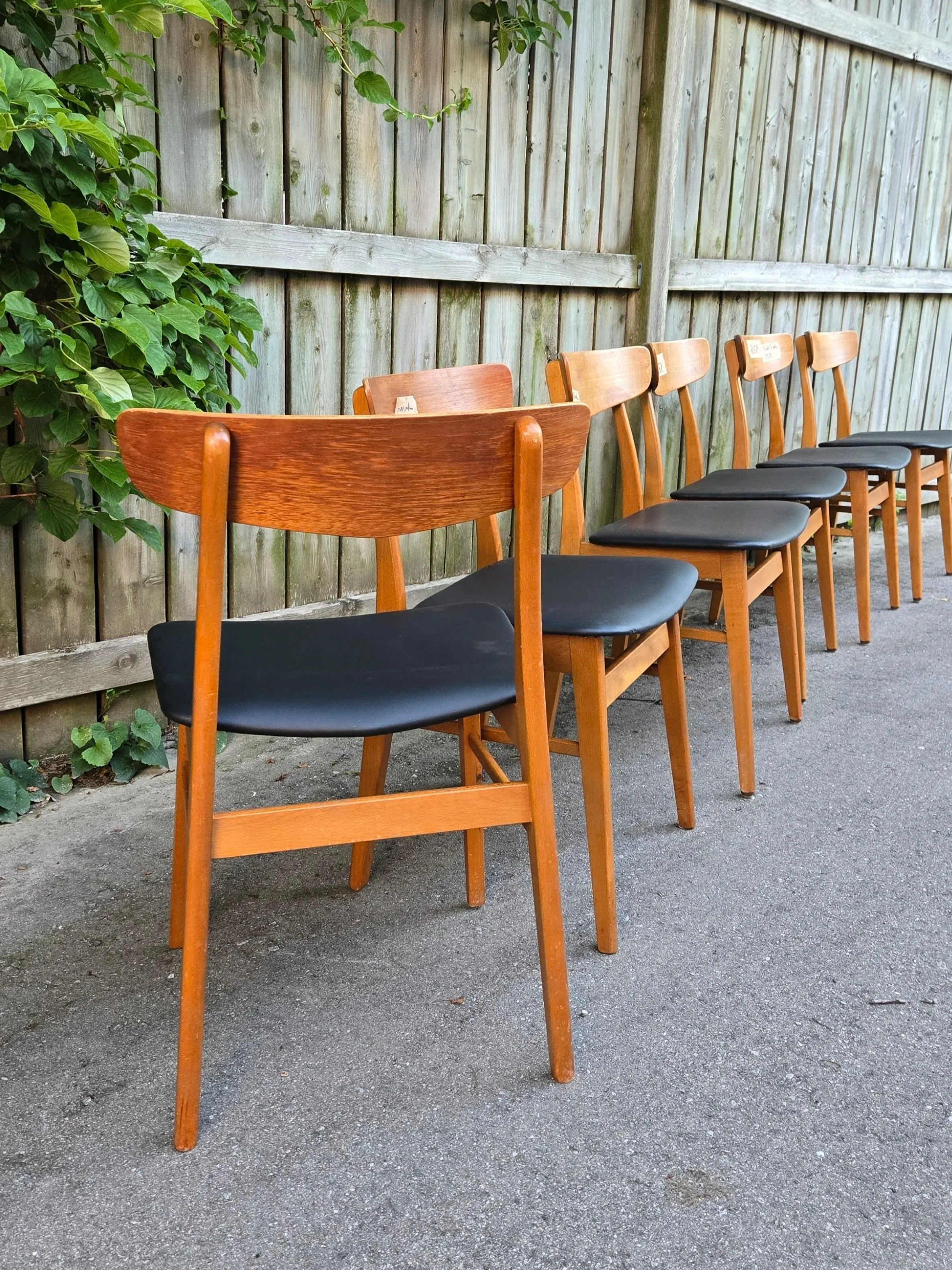 Vintage Danish teak and beech dining chairs