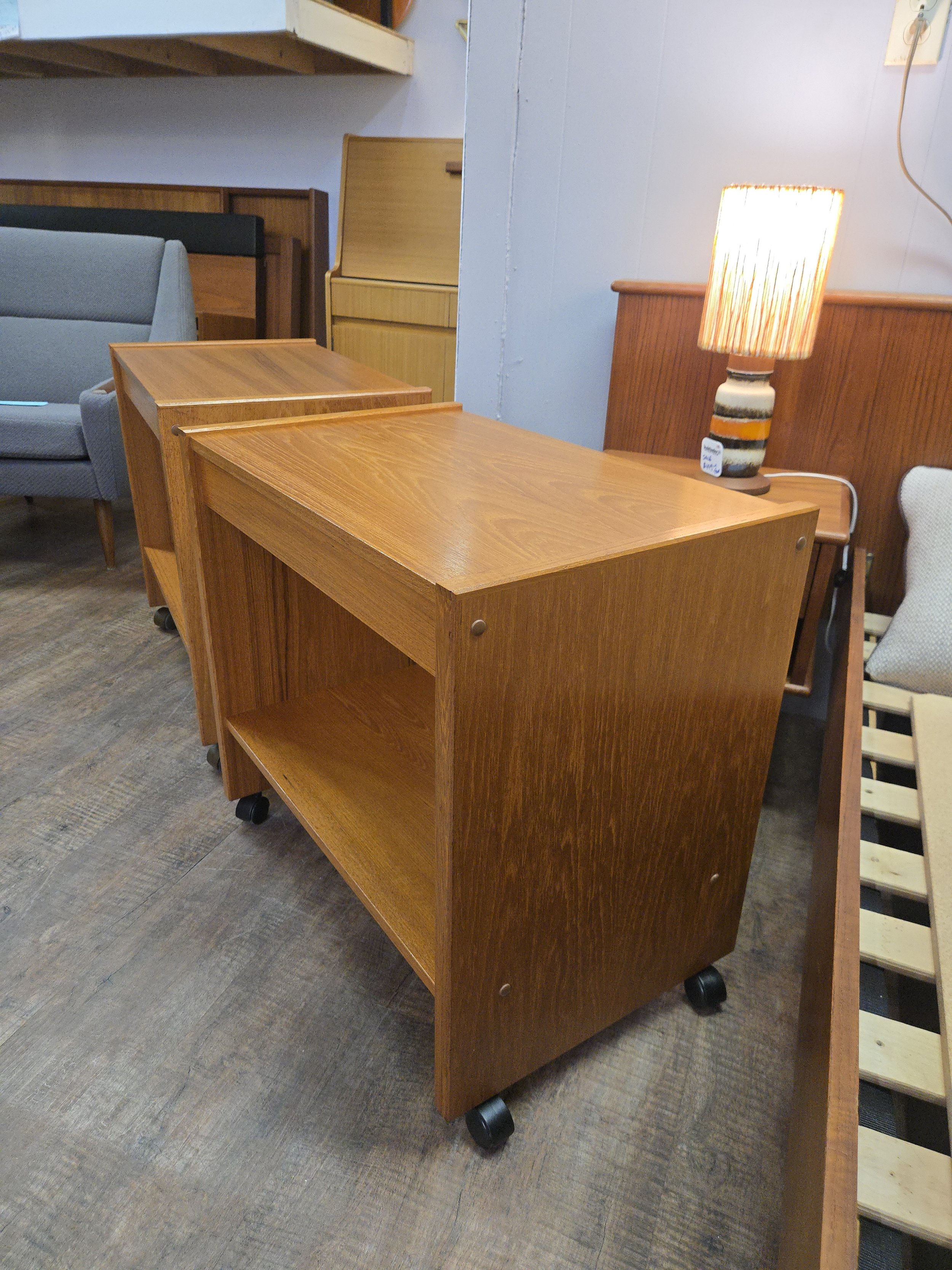 Vintage Teak Rolling Site Tables