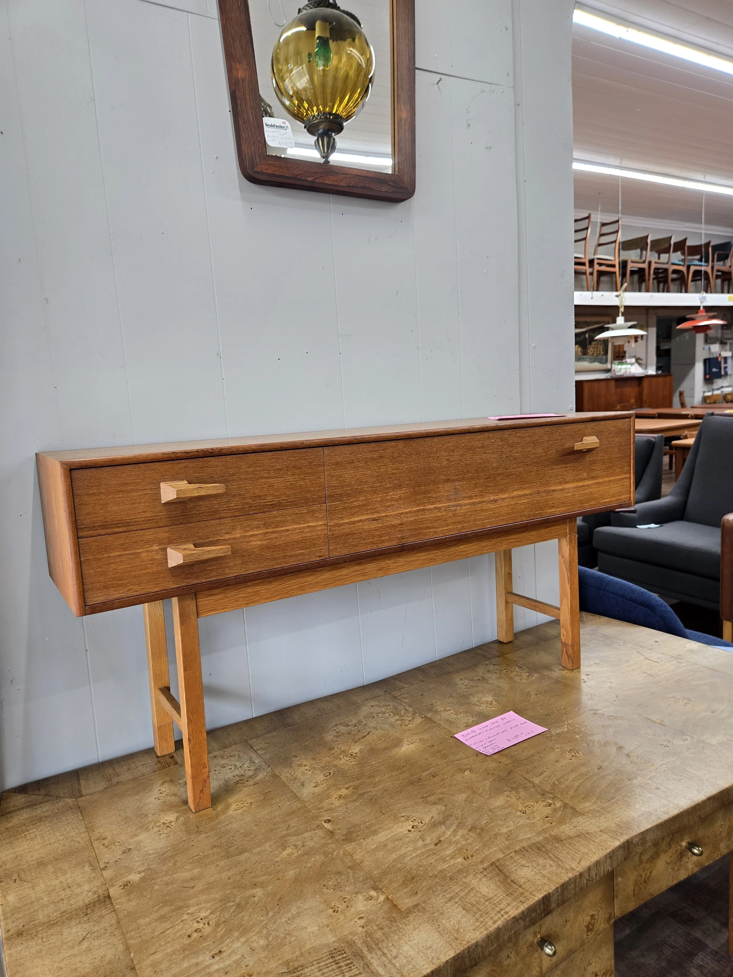 Petite Danish teak 3 drawer cabinet