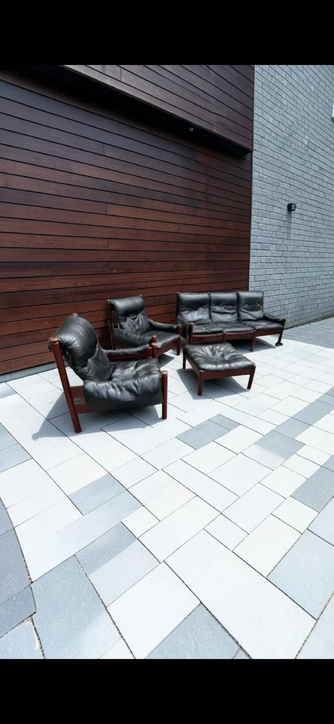 Vintage Rosewood & Leather Sofa Set by Eric Merthen