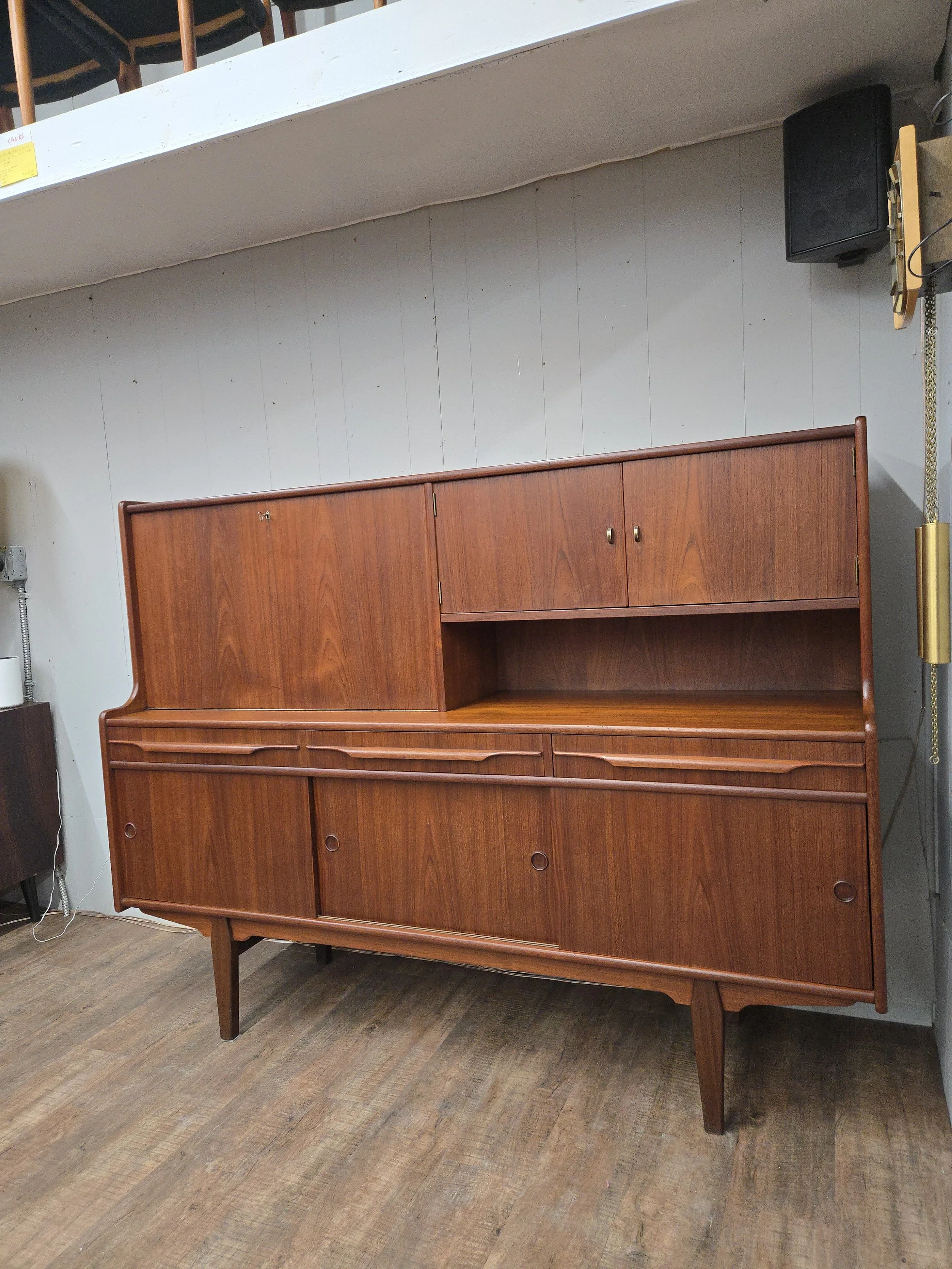 Teak Highboard with Desk and Bar