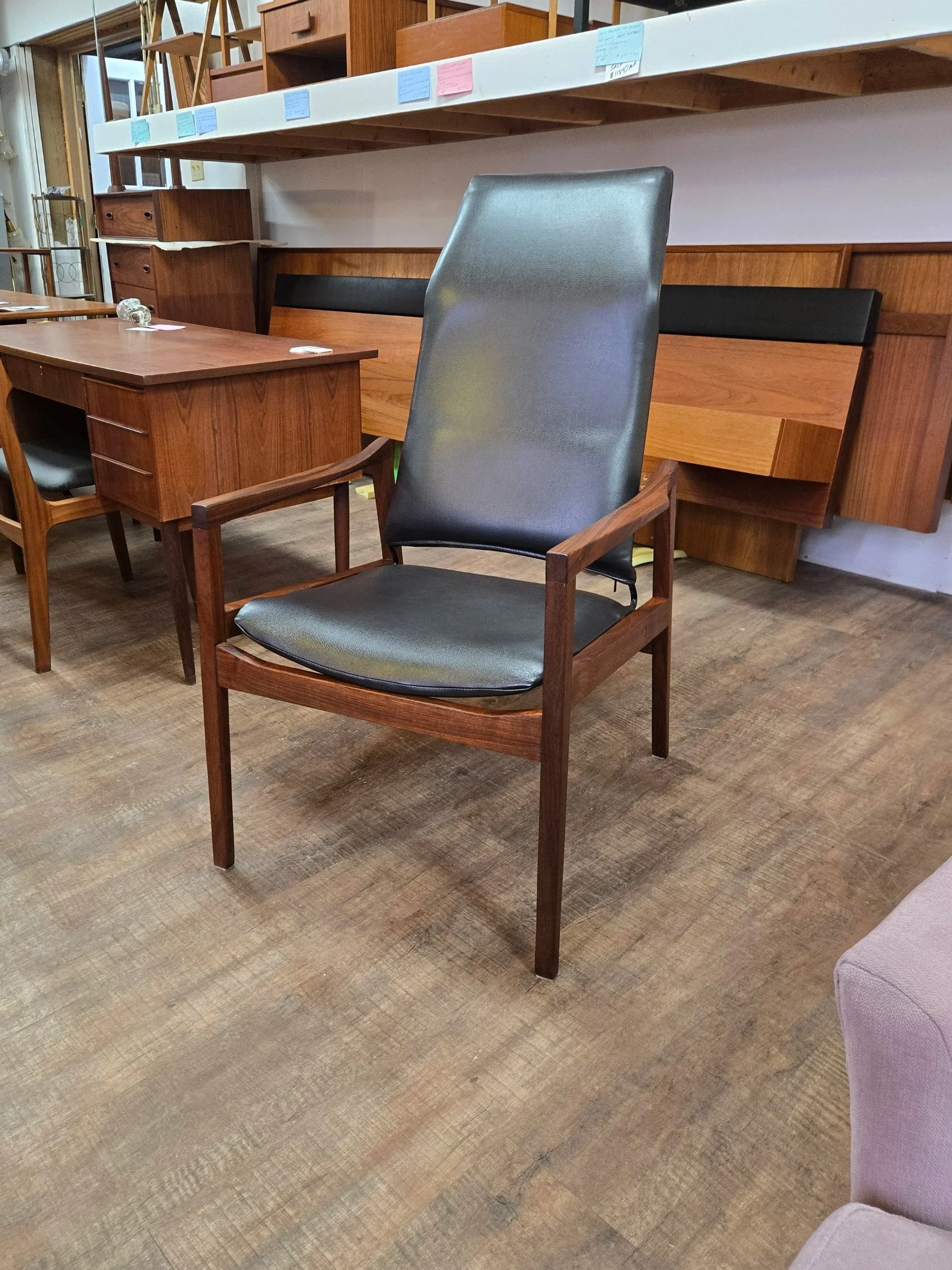 Restored Mid-Century Modern High Back Lounge Chair by Walter Nugent