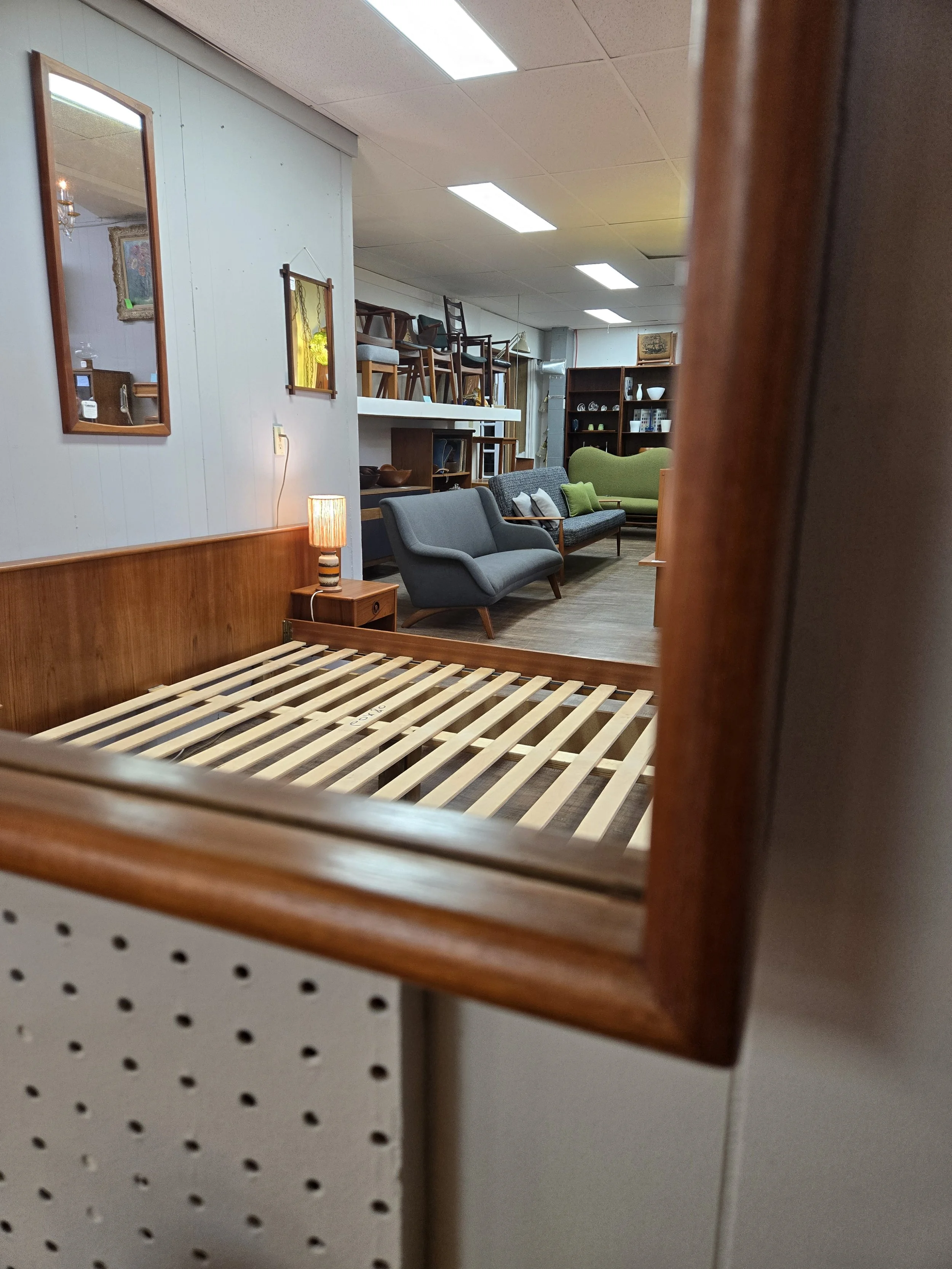 Large Vintage Teak Framed Mirror