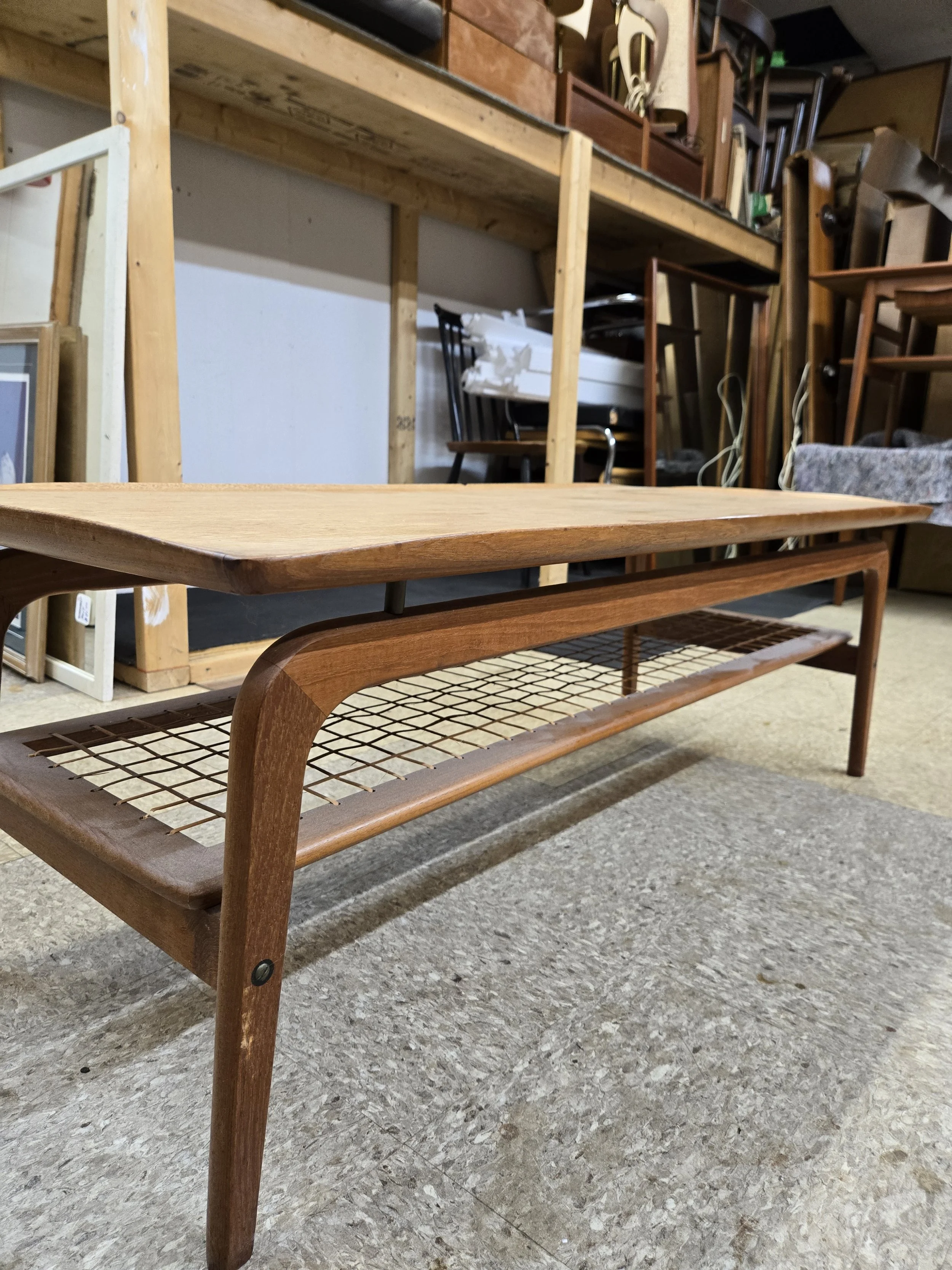 Arne Hovman-Olsen Teak and rattan coffee table