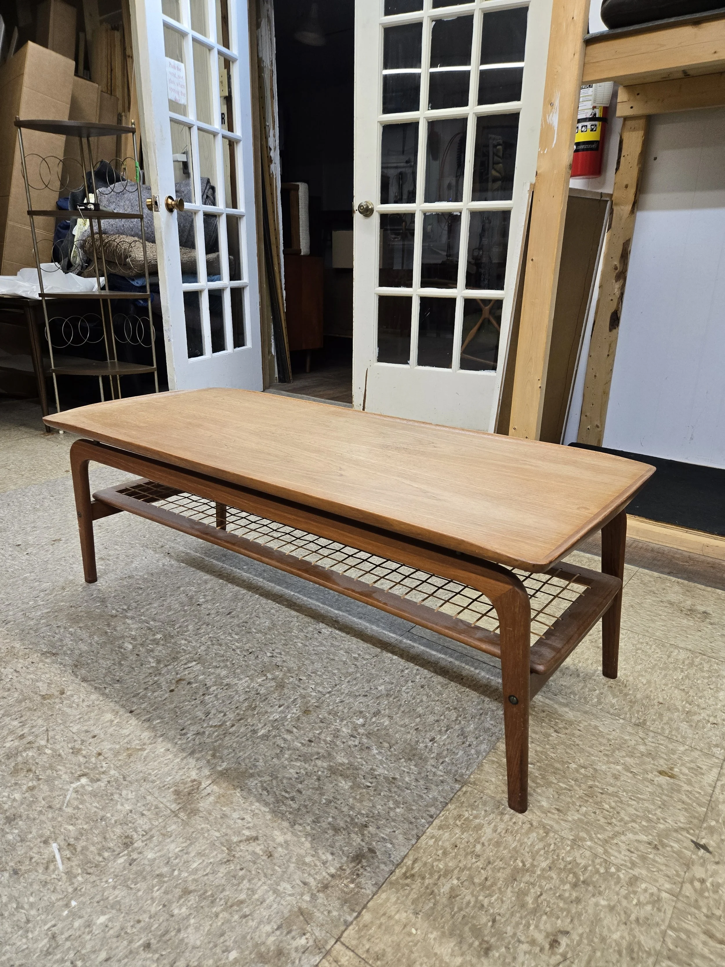Arne Hovman-Olsen Teak and rattan coffee table