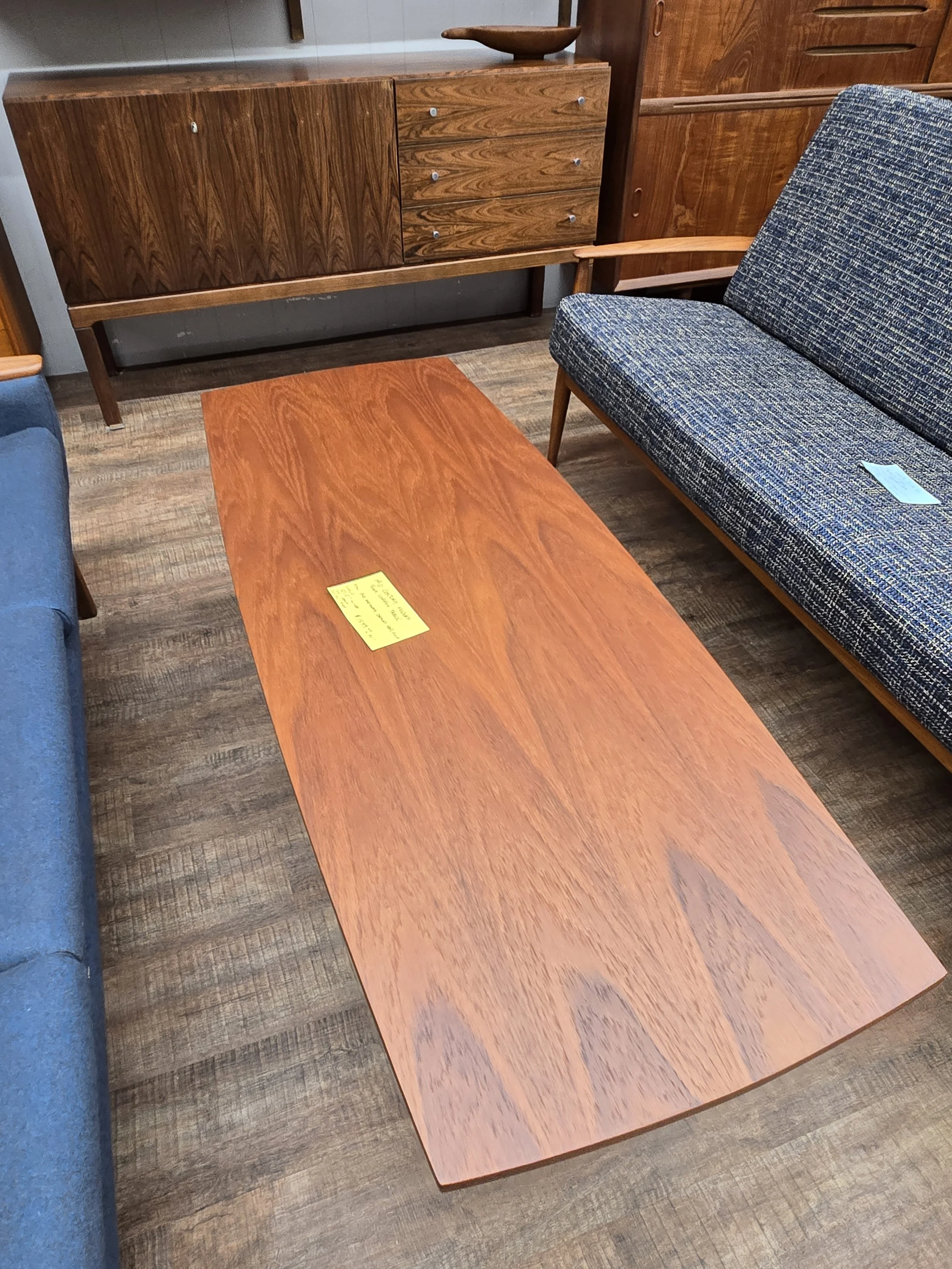 Danish teak coffee table with shelf