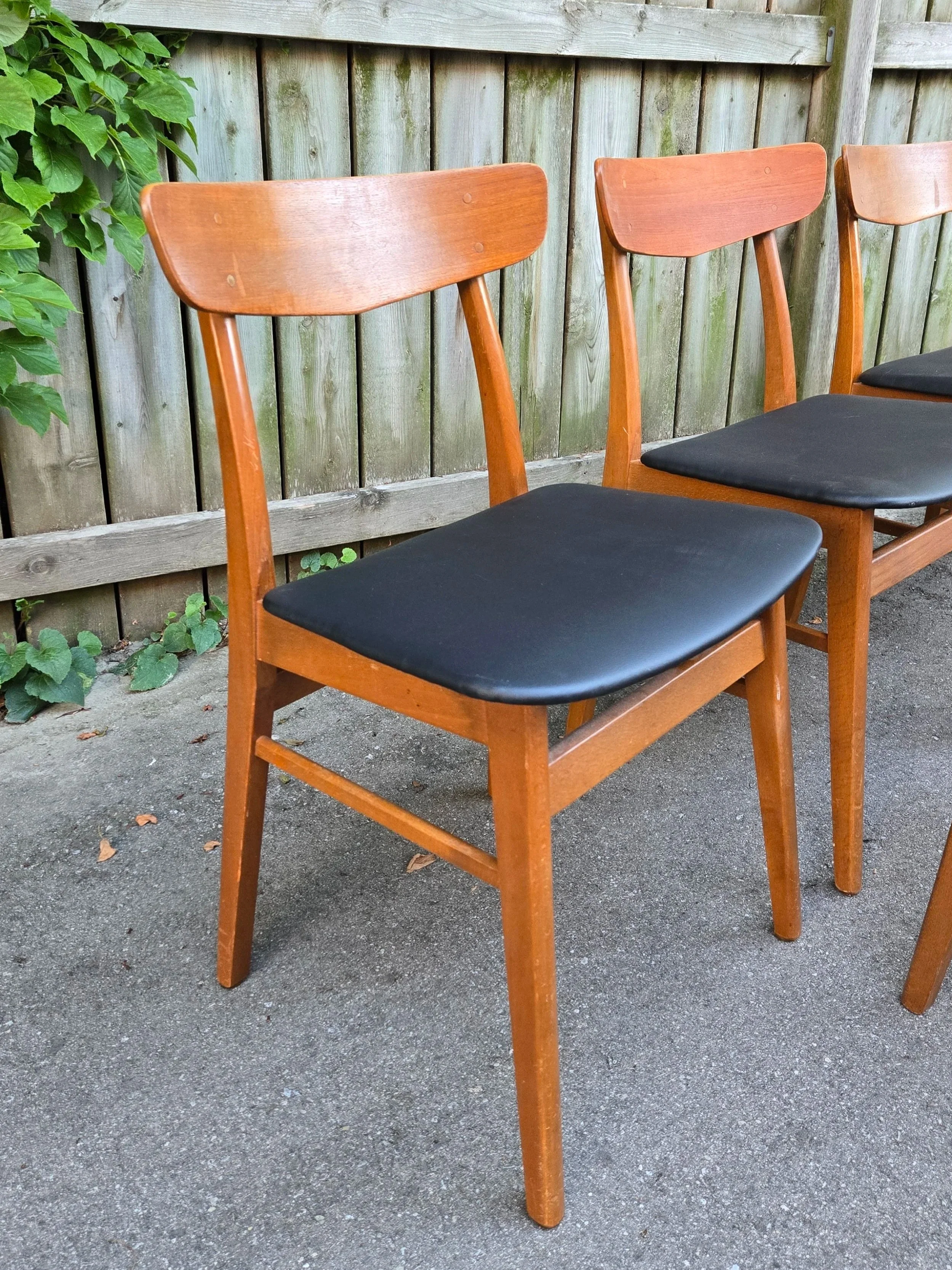 6 Vintage teak and beech dining chairs