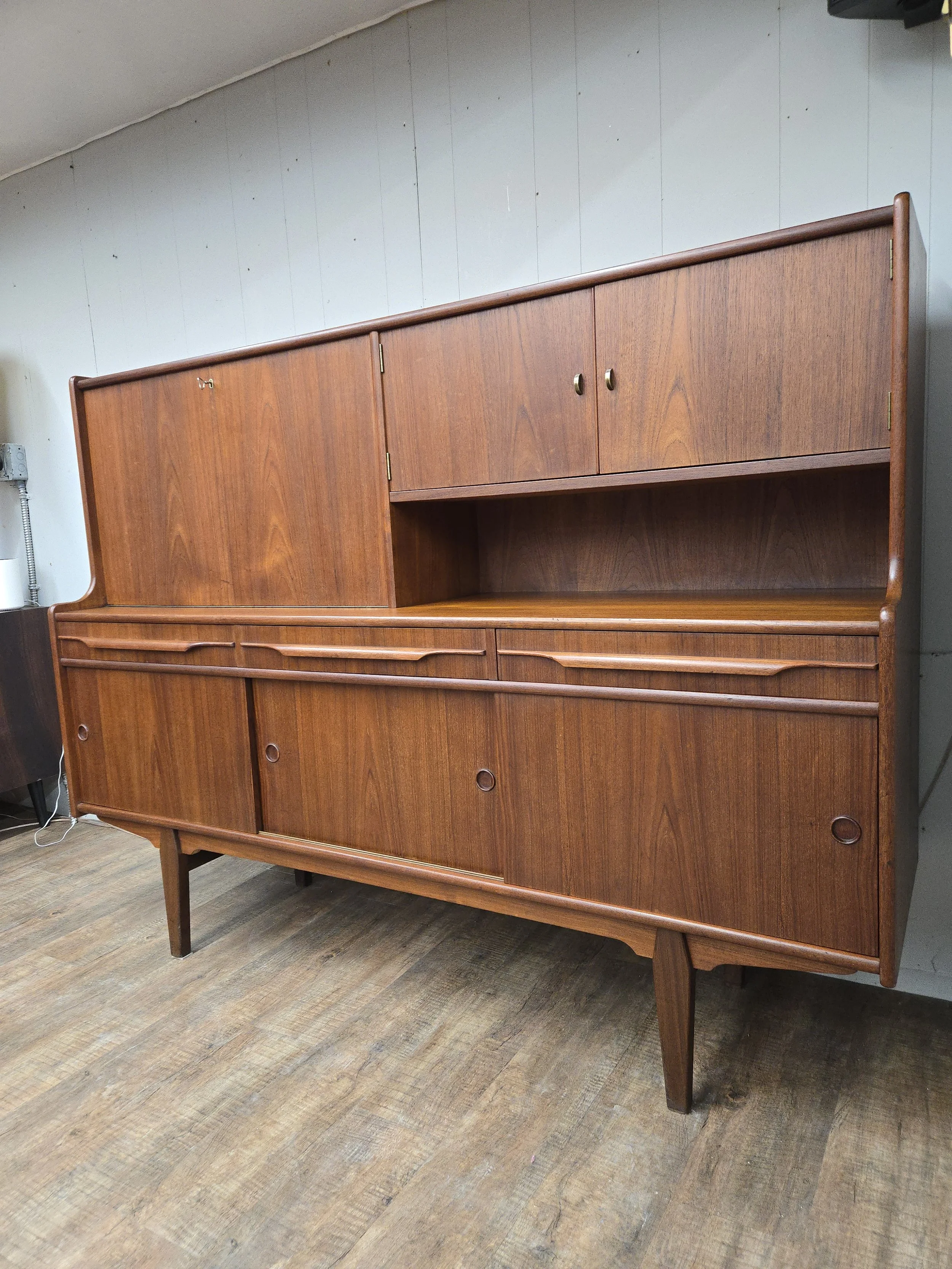 Teak Highboard with Desk and Bar