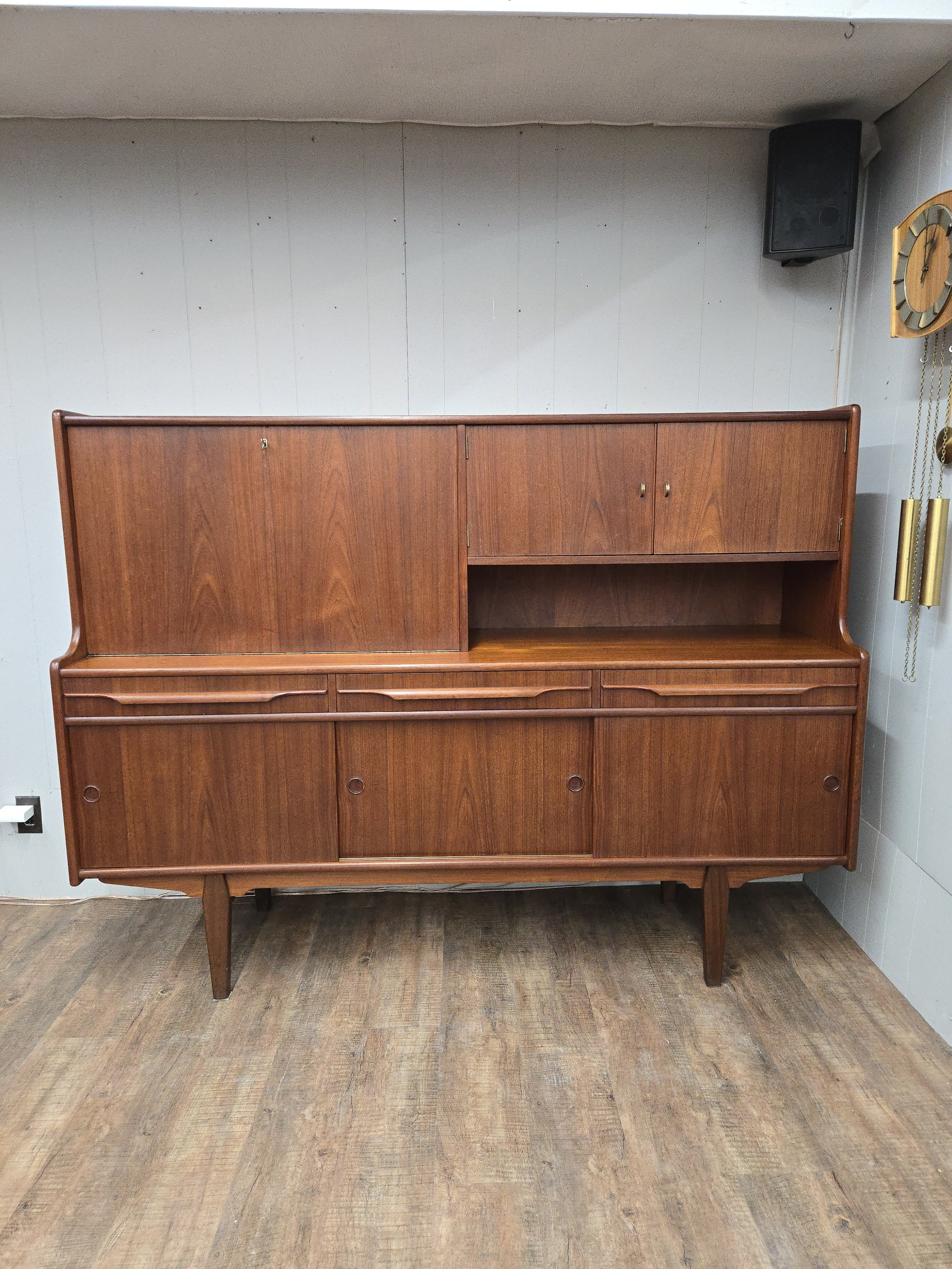 Teak Highboard with Desk and Bar
